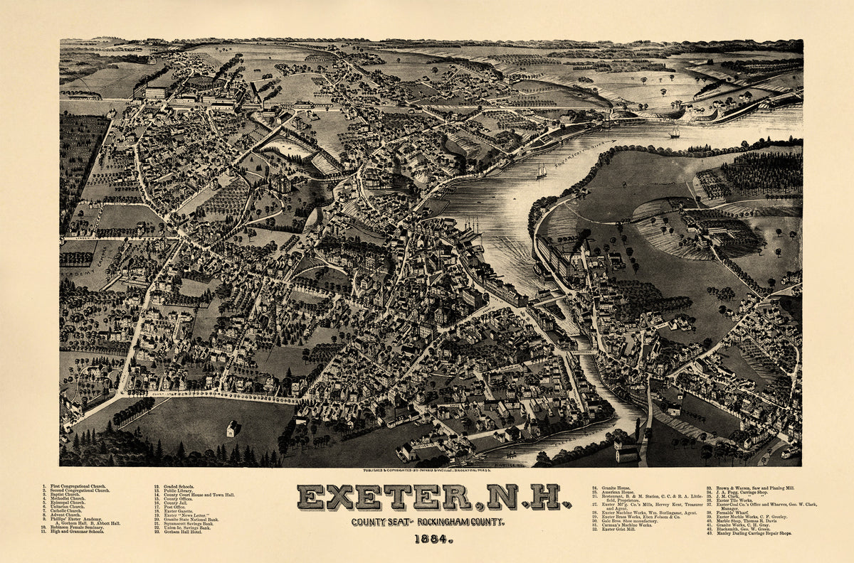 Exeter, New Hampshire, County Seat of Rockingham County, 1884 by Relic Map Company