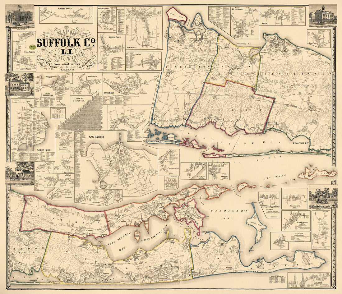 Map of Suffolk County, L.I., New York : from Actual Surveys 1858