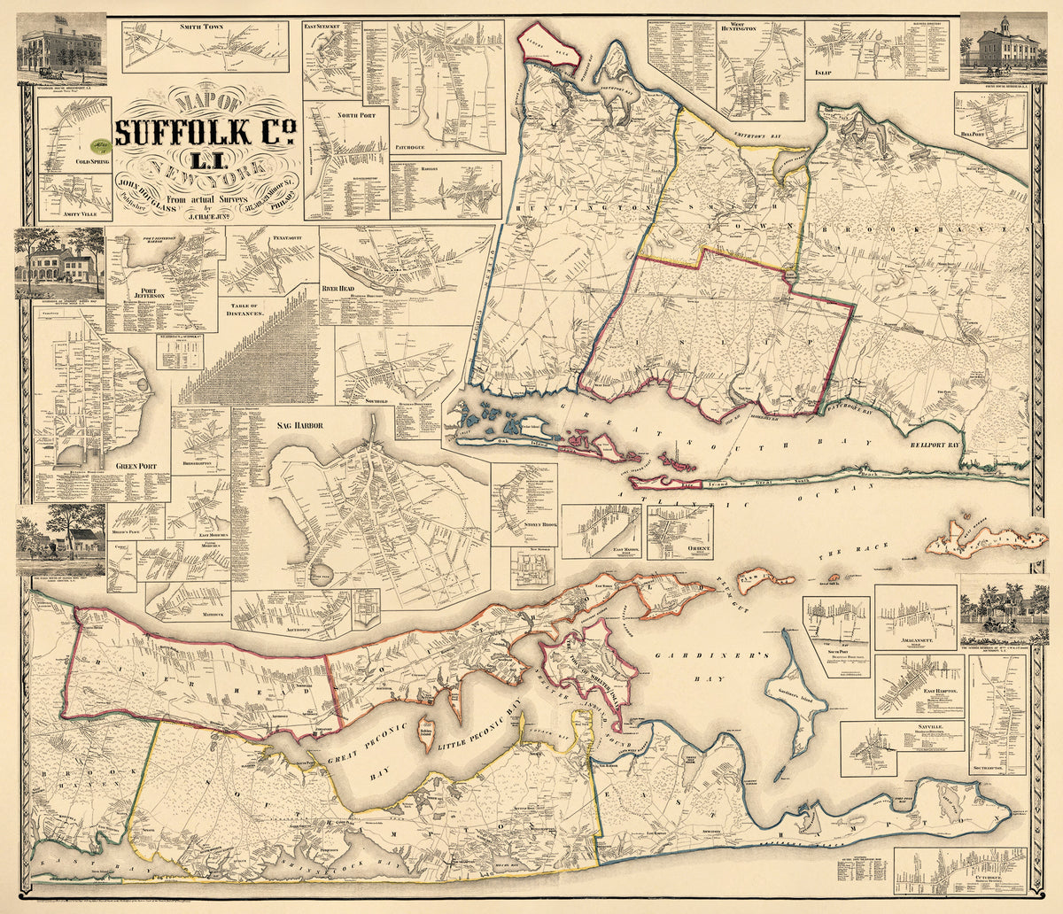 Map of Suffolk County, L.I., New York : from Actual Surveys 1858 by Relic Map Company