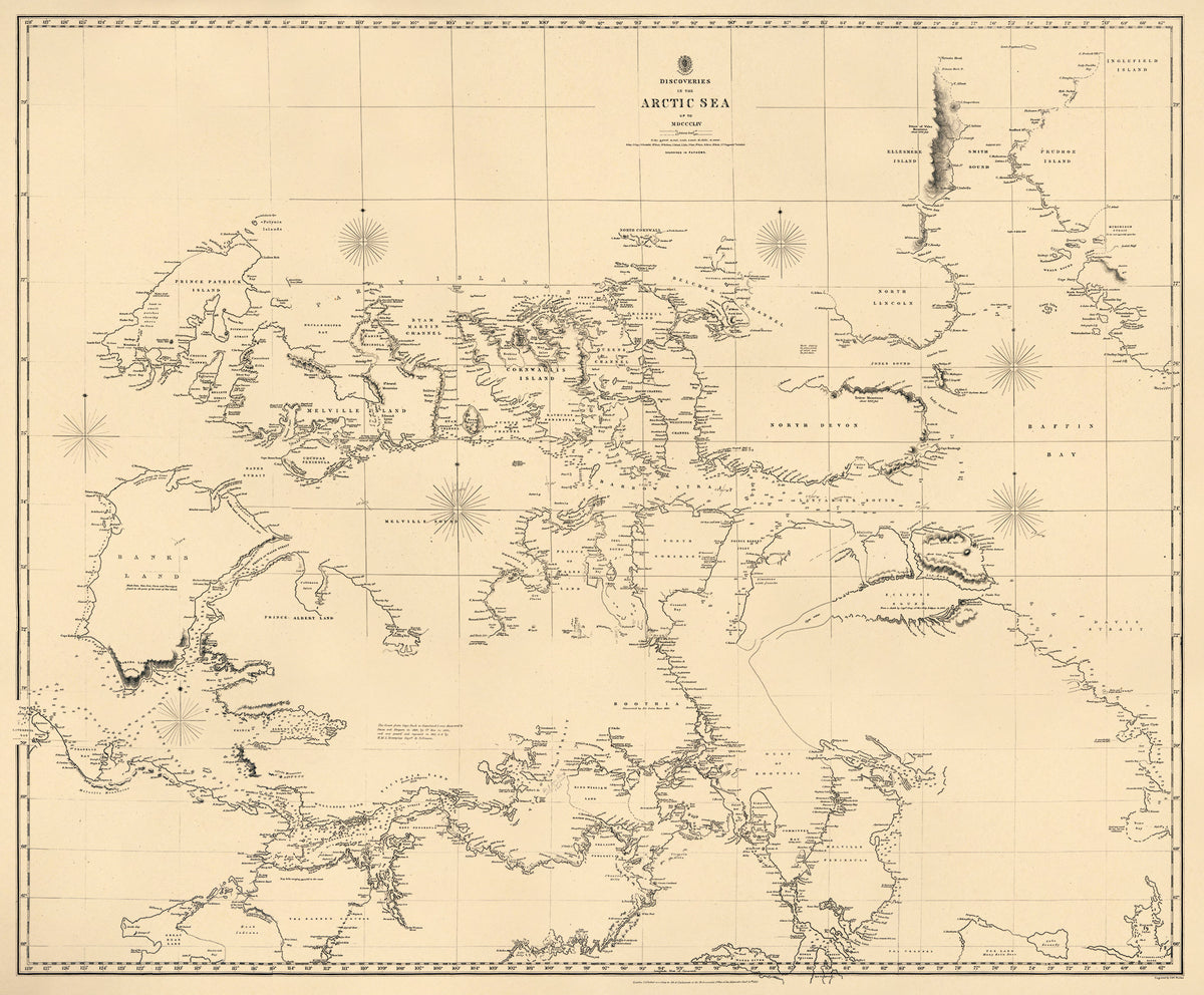 Discoveries In the Arctic Sea Up to MDCCCLIV 1854 by Relic Map Company