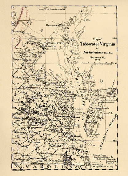 Water Virginia (Map of Tidewater Virginia) 1873