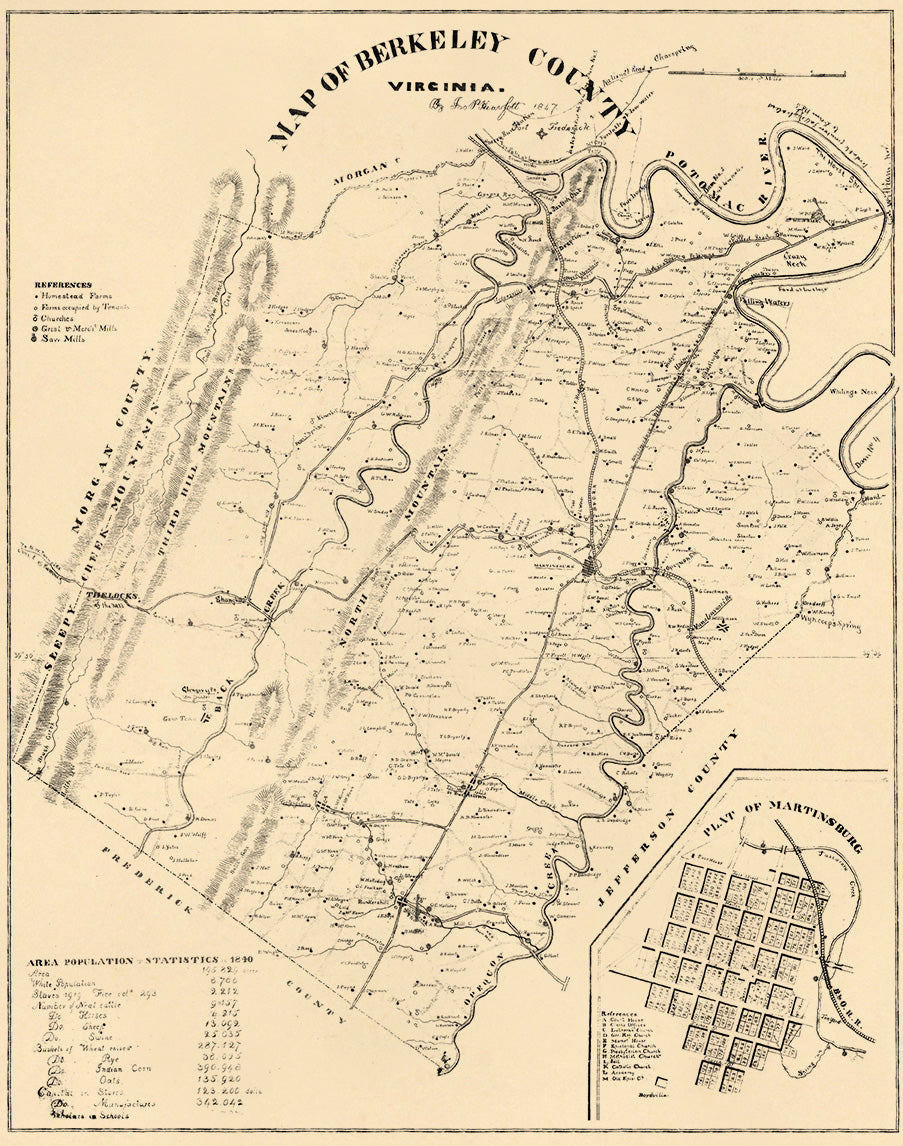 Map of Berkeley County, Virginia (Map of Berkeley, County, Virginia) 1847