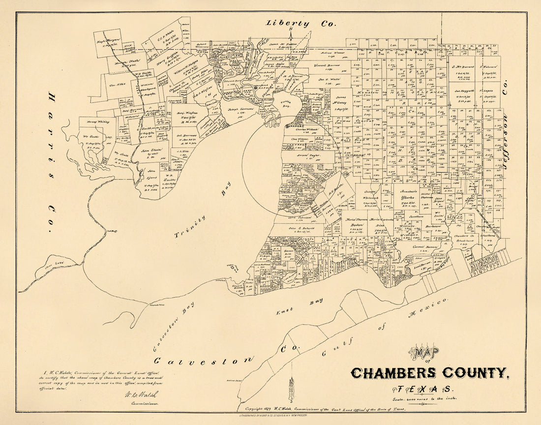 Map of Chambers County, Texas 1879