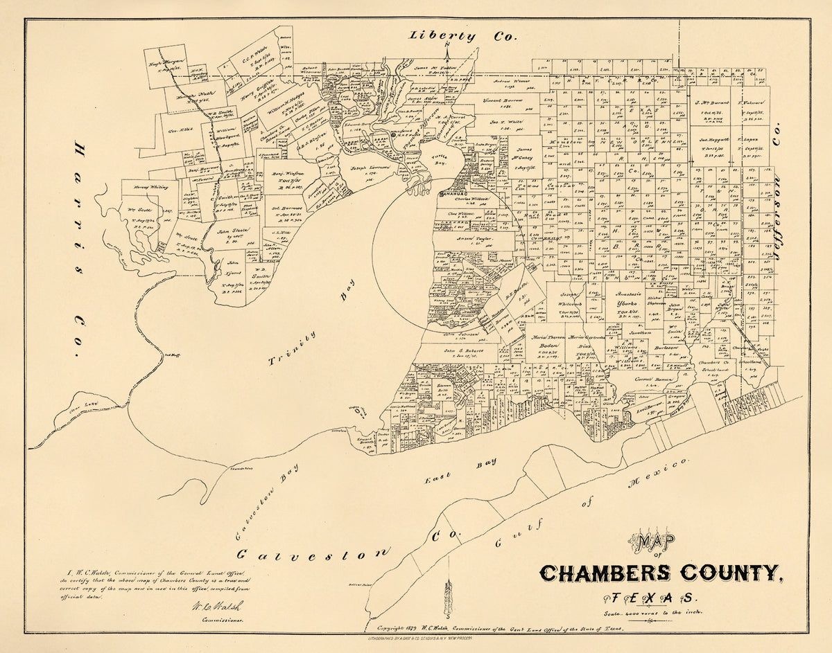 Map of Chambers County, Texas 1879 by Relic Map Company