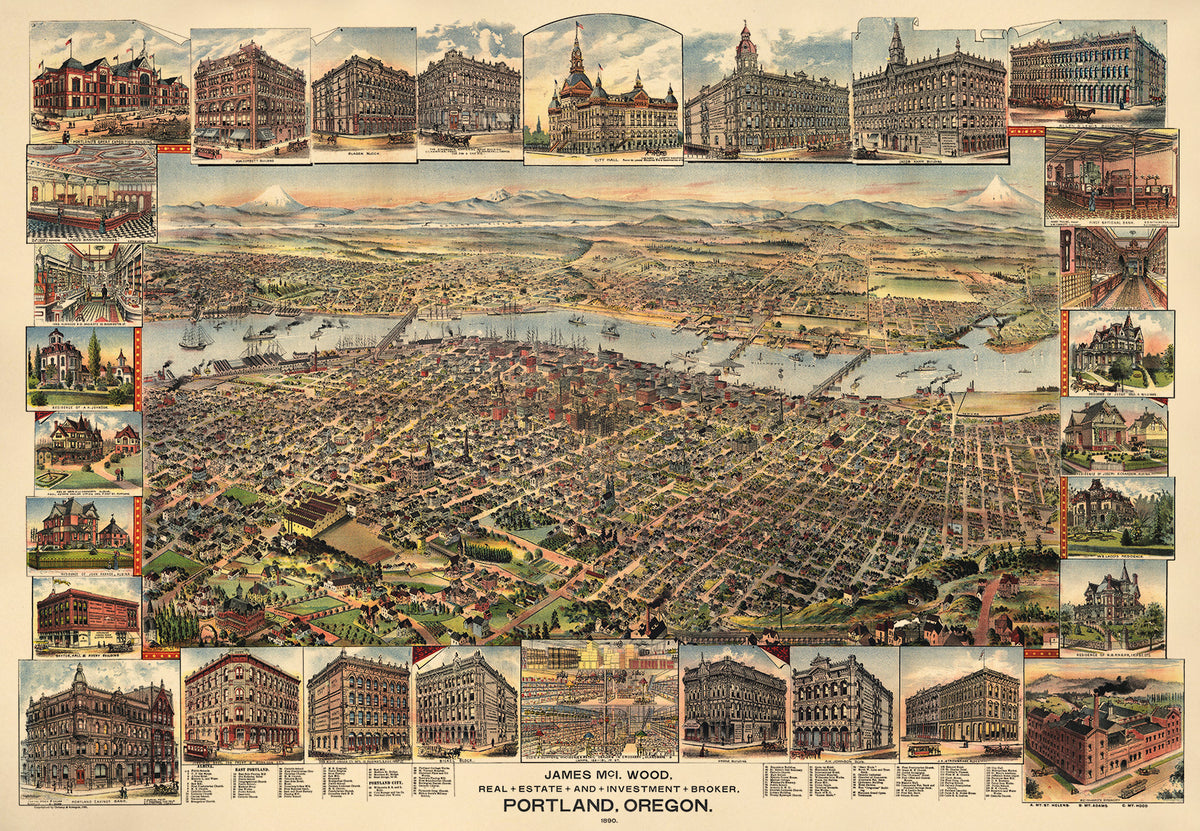 Portland, Oregon 1890 by Relic Map Company