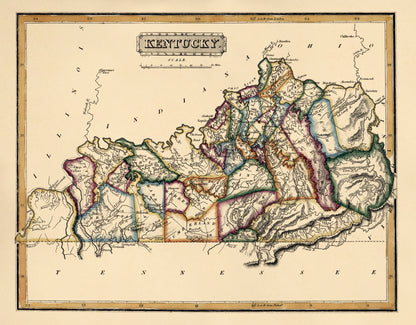 Kentucky from a New and Elegant General Atlas, Containing Maps of Each of the United States. 1817