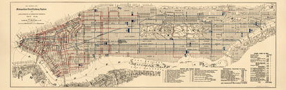 Map Showing the Metropolitan Street Railway System and Lines Operated In Connection Therewith : 232.07 Miles : borough of Manhattan, New York City 1899