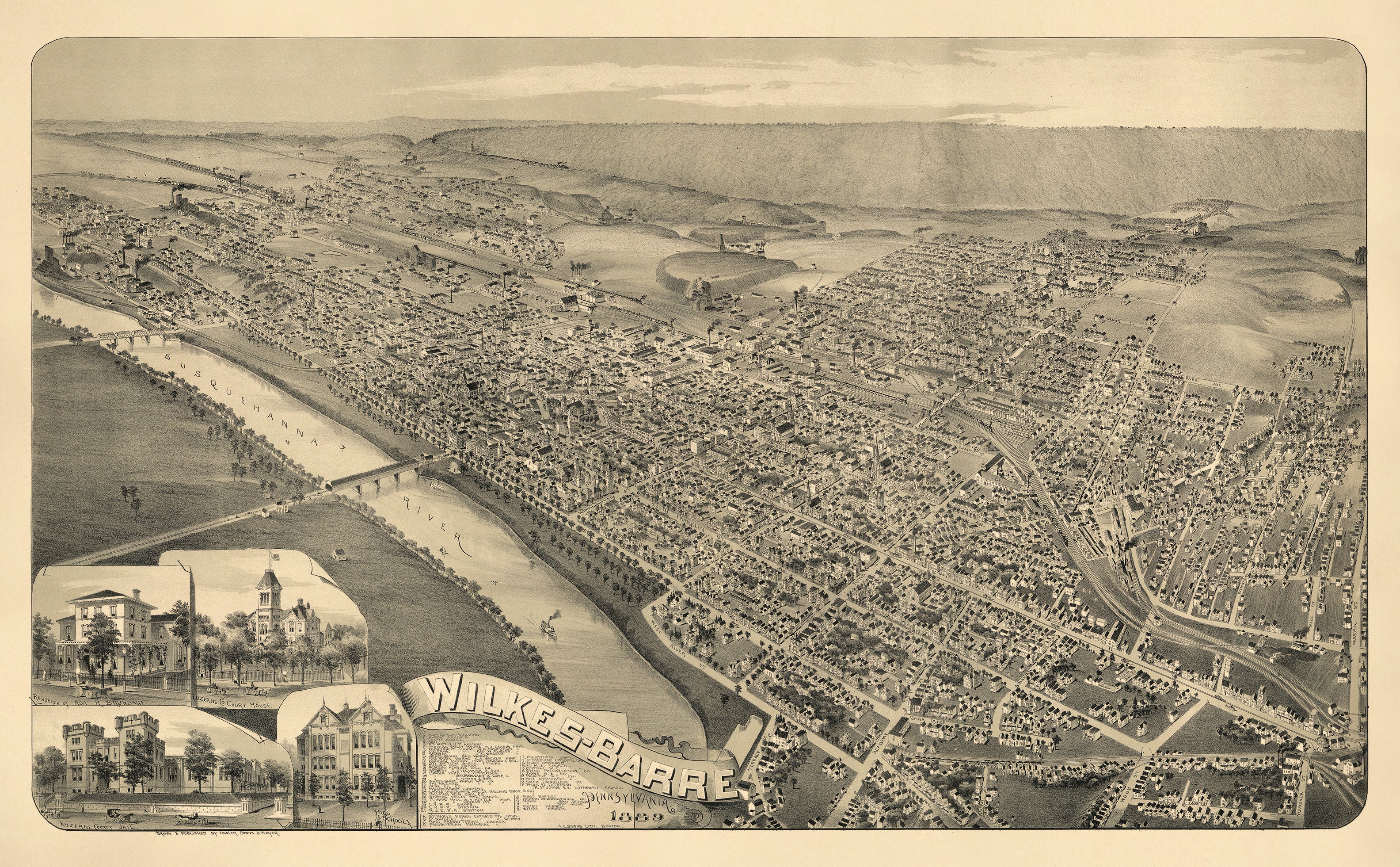 Barre, Pennsylvania 1889 by Relic Map Company