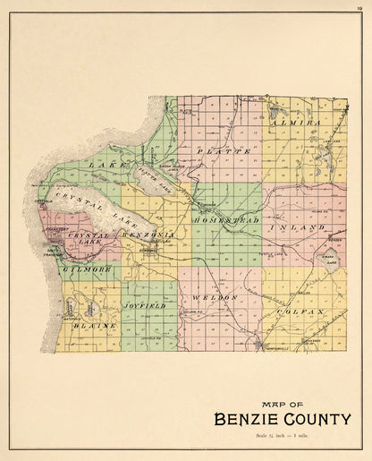 Benzie County from Atlas, Benzie Co., Michigan 1901 by Relic Map Company