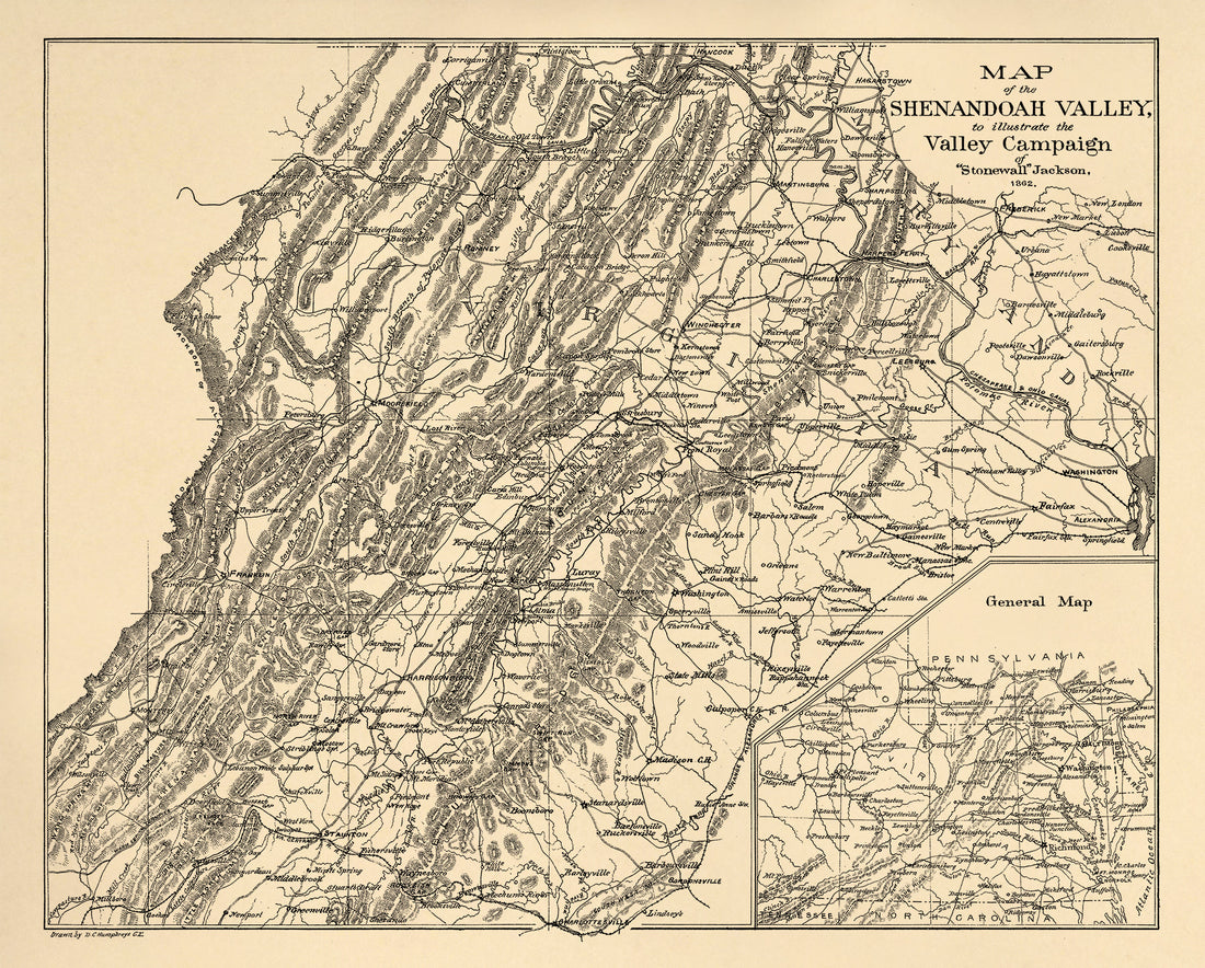 Map of the Shenandoah Valley, to Illustrate the Valley Campaign of Stonewall Jackson, 1862: 1880