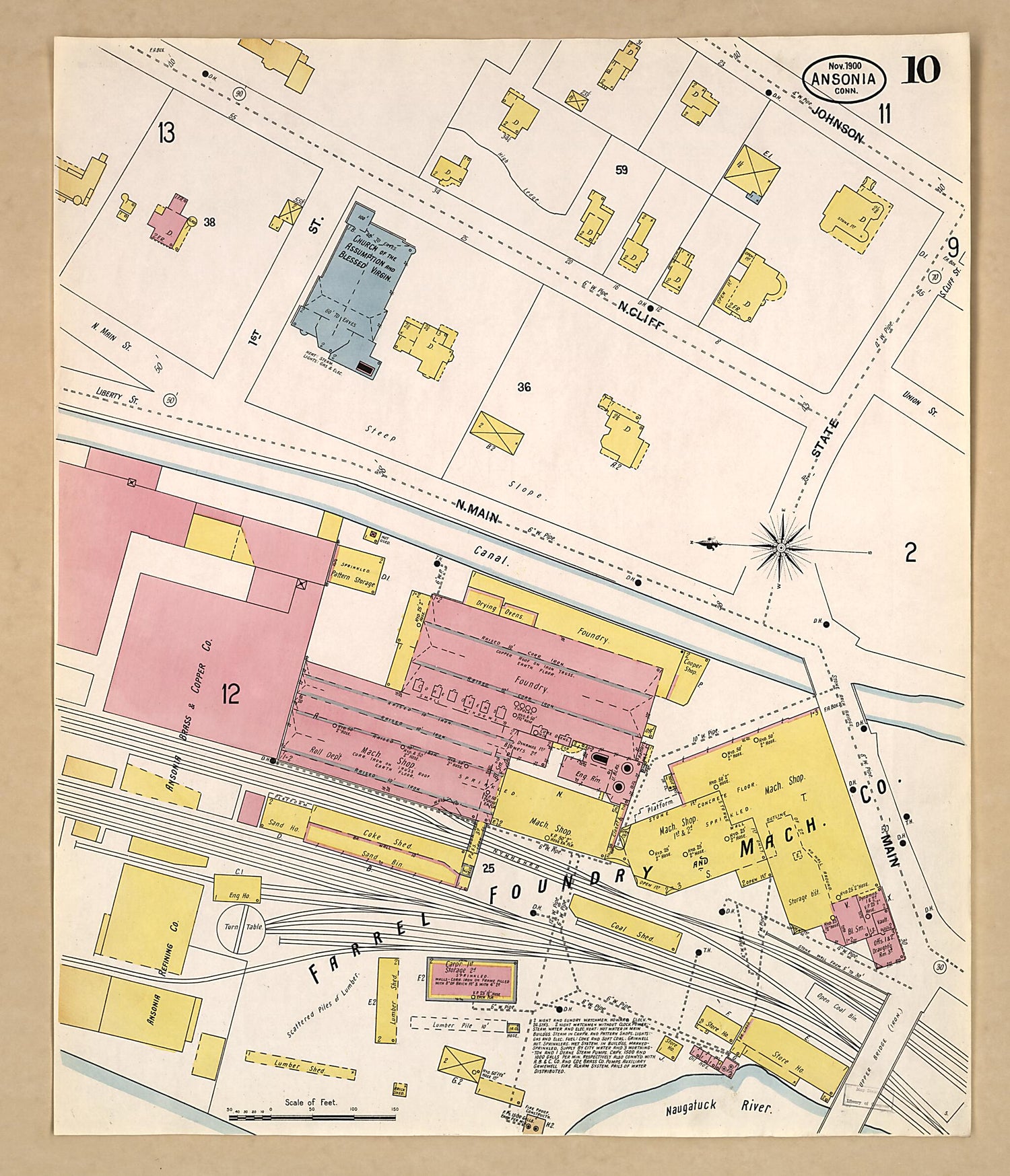 This old map of Ansonia, New Haven County, Connecticut was created by Sanborn Map Company in 1900