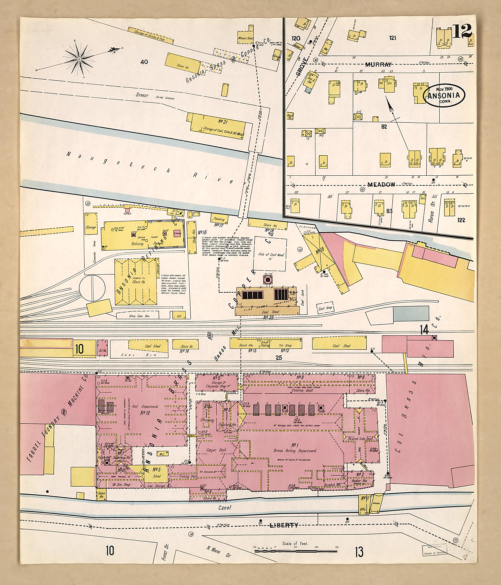 This old map of Ansonia, New Haven County, Connecticut was created by Sanborn Map Company in 1900