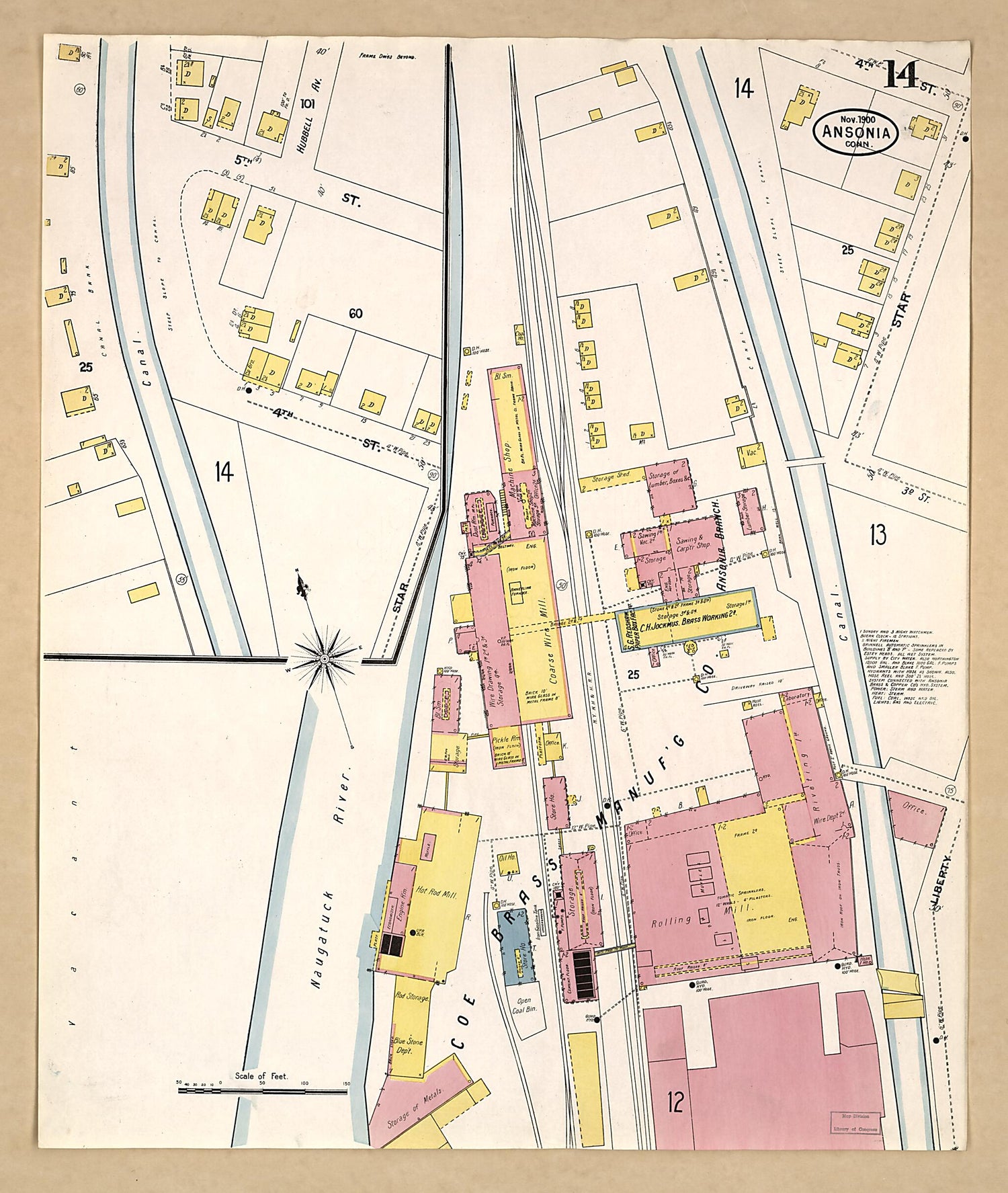 This old map of Ansonia, New Haven County, Connecticut was created by Sanborn Map Company in 1900