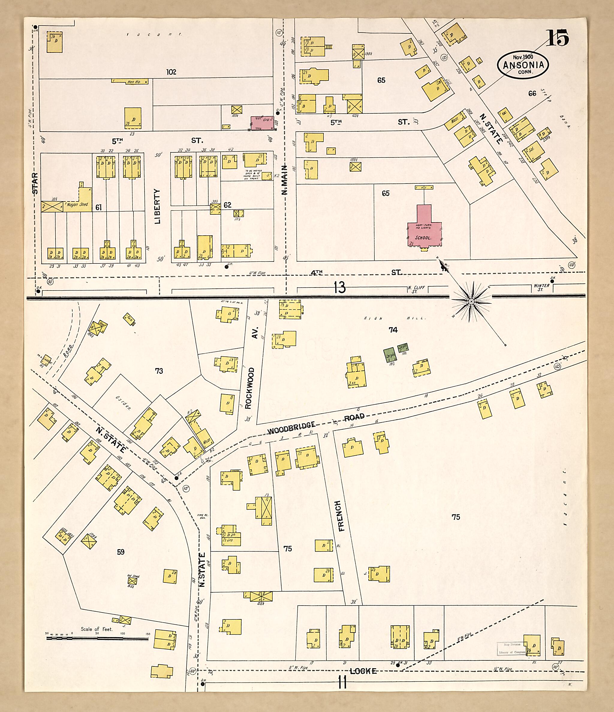 This old map of Ansonia, New Haven County, Connecticut was created by Sanborn Map Company in 1900