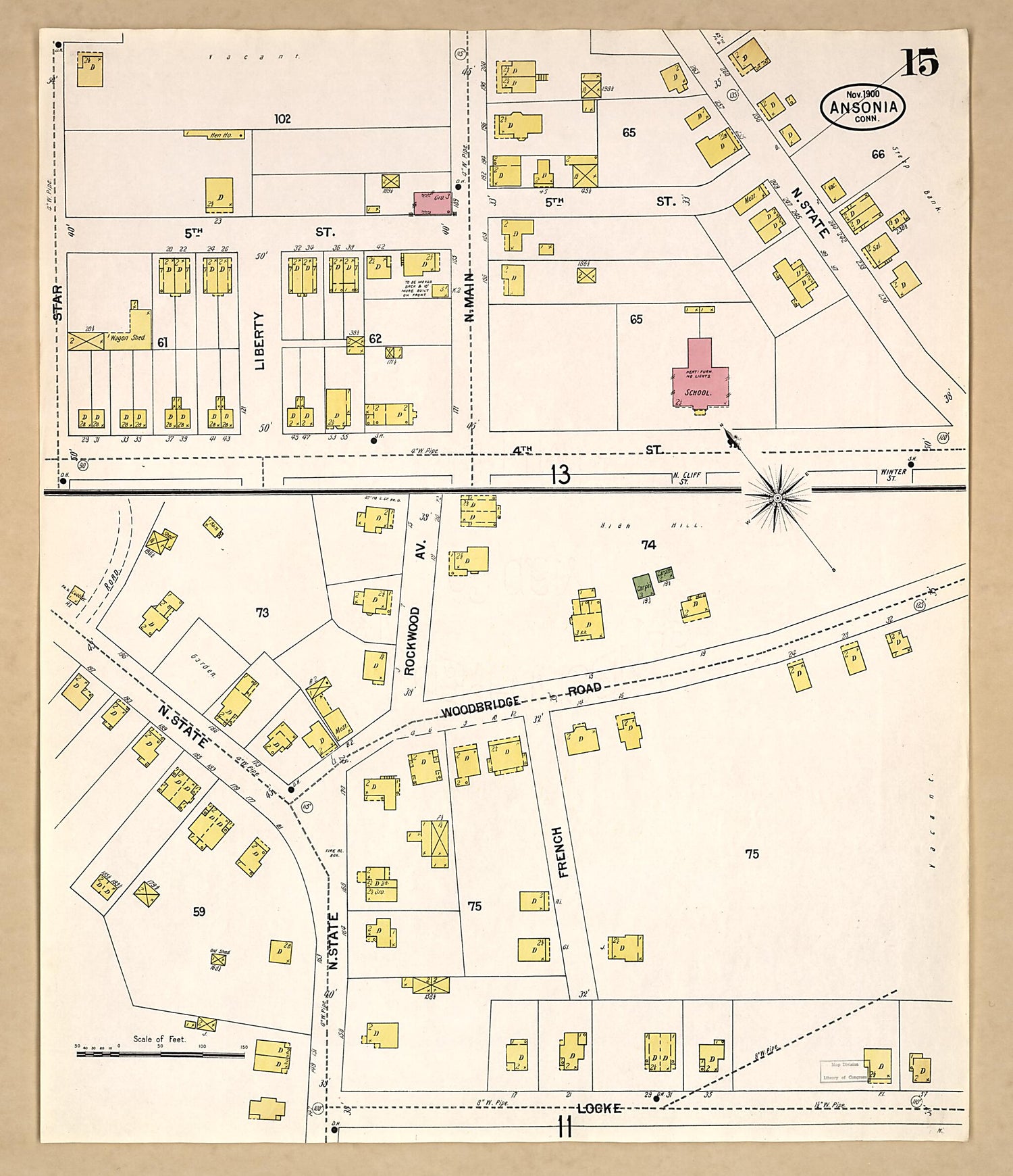 This old map of Ansonia, New Haven County, Connecticut was created by Sanborn Map Company in 1900