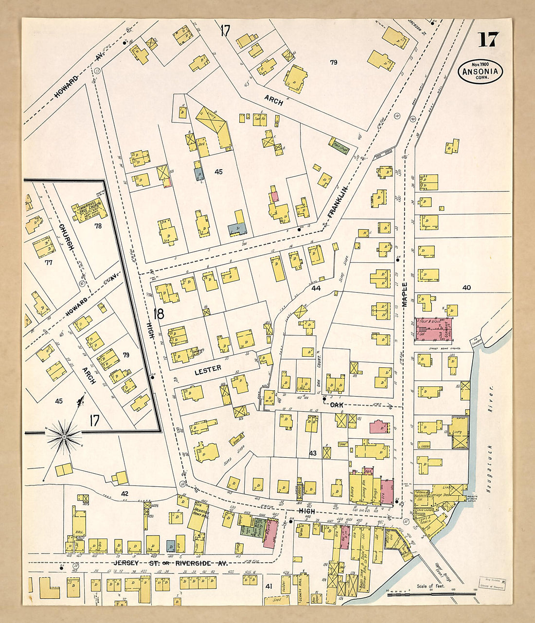 This old map of Ansonia, New Haven County, Connecticut was created by Sanborn Map Company in 1900