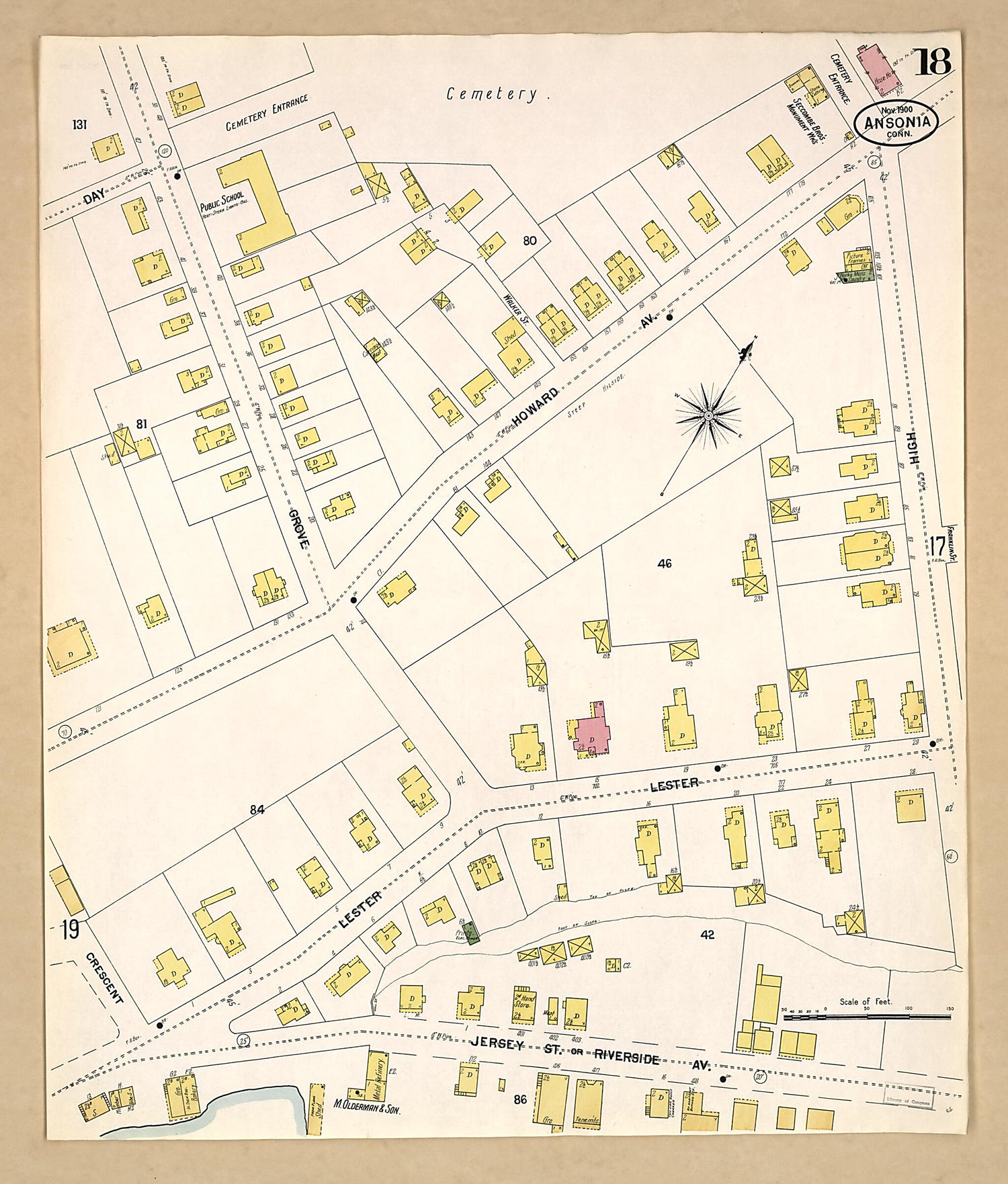 This old map of Ansonia, New Haven County, Connecticut was created by Sanborn Map Company in 1900