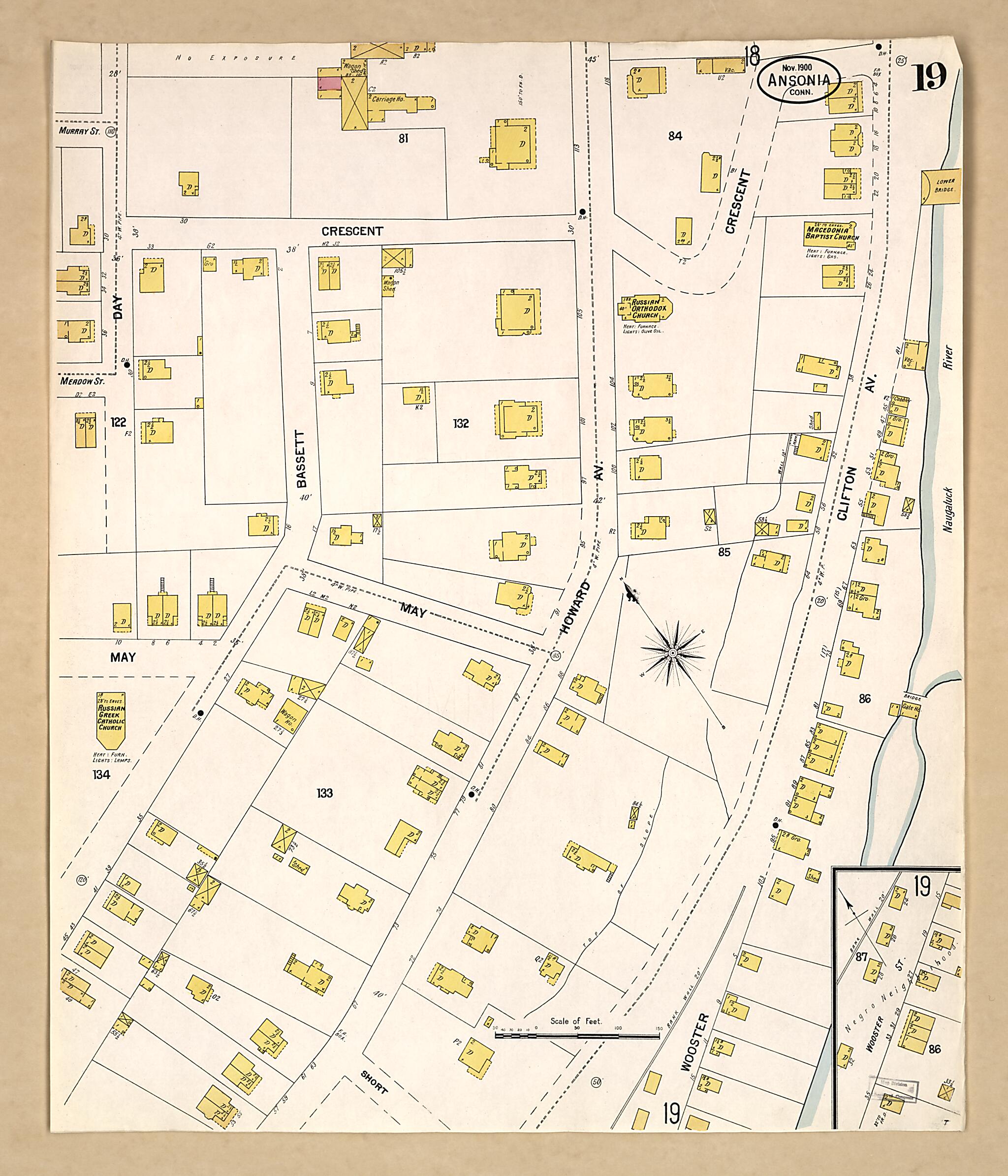 This old map of Ansonia, New Haven County, Connecticut was created by Sanborn Map Company in 1900
