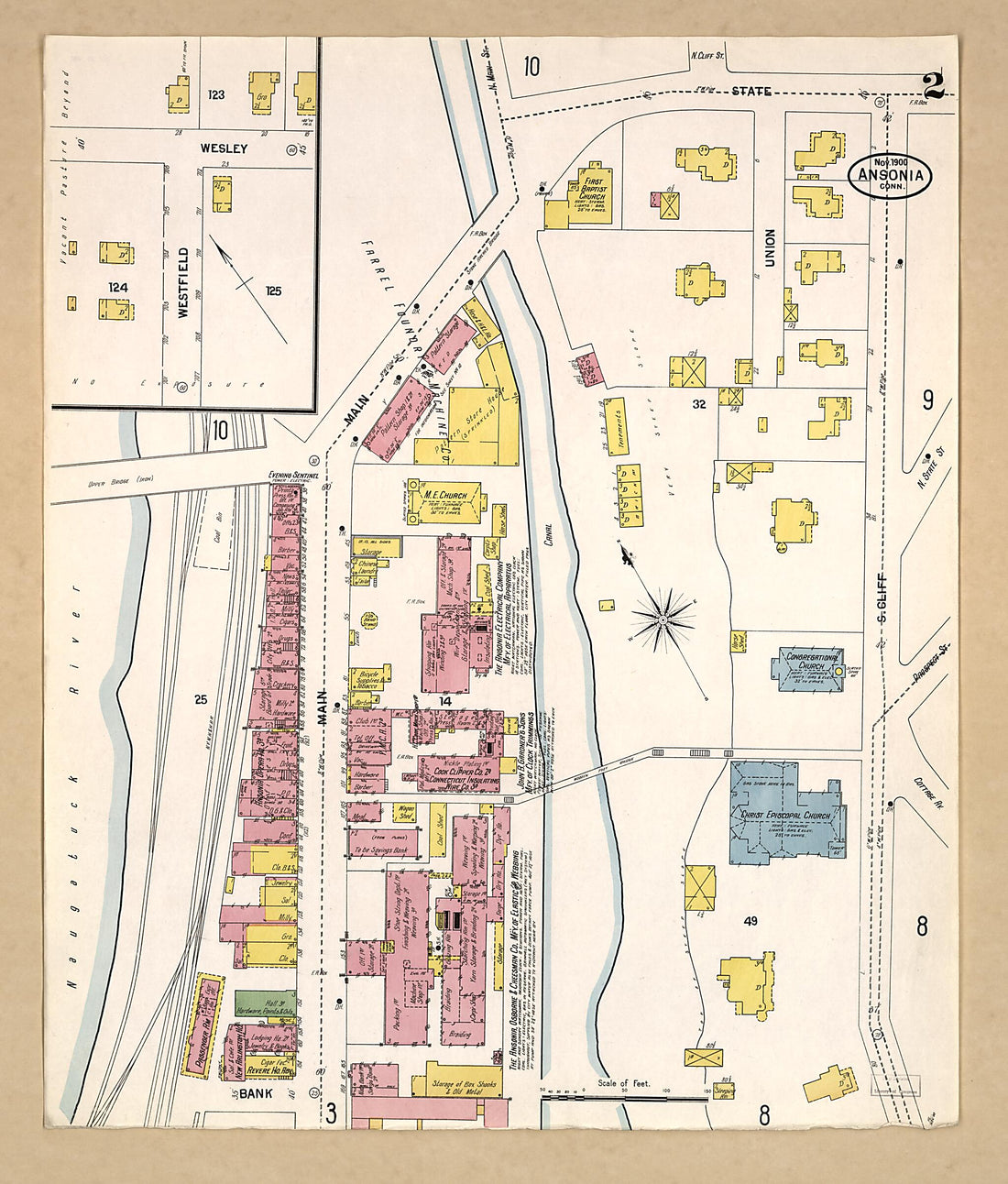 This old map of Ansonia, New Haven County, Connecticut was created by Sanborn Map Company in 1900