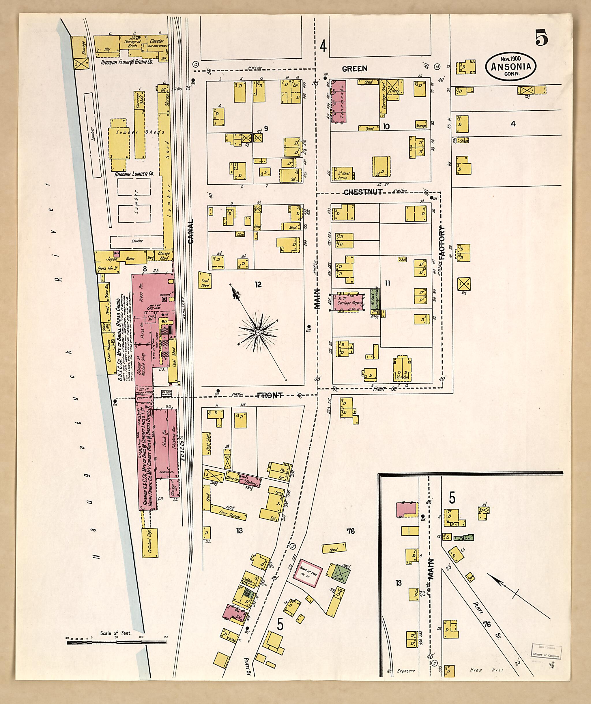 This old map of Ansonia, New Haven County, Connecticut was created by Sanborn Map Company in 1900