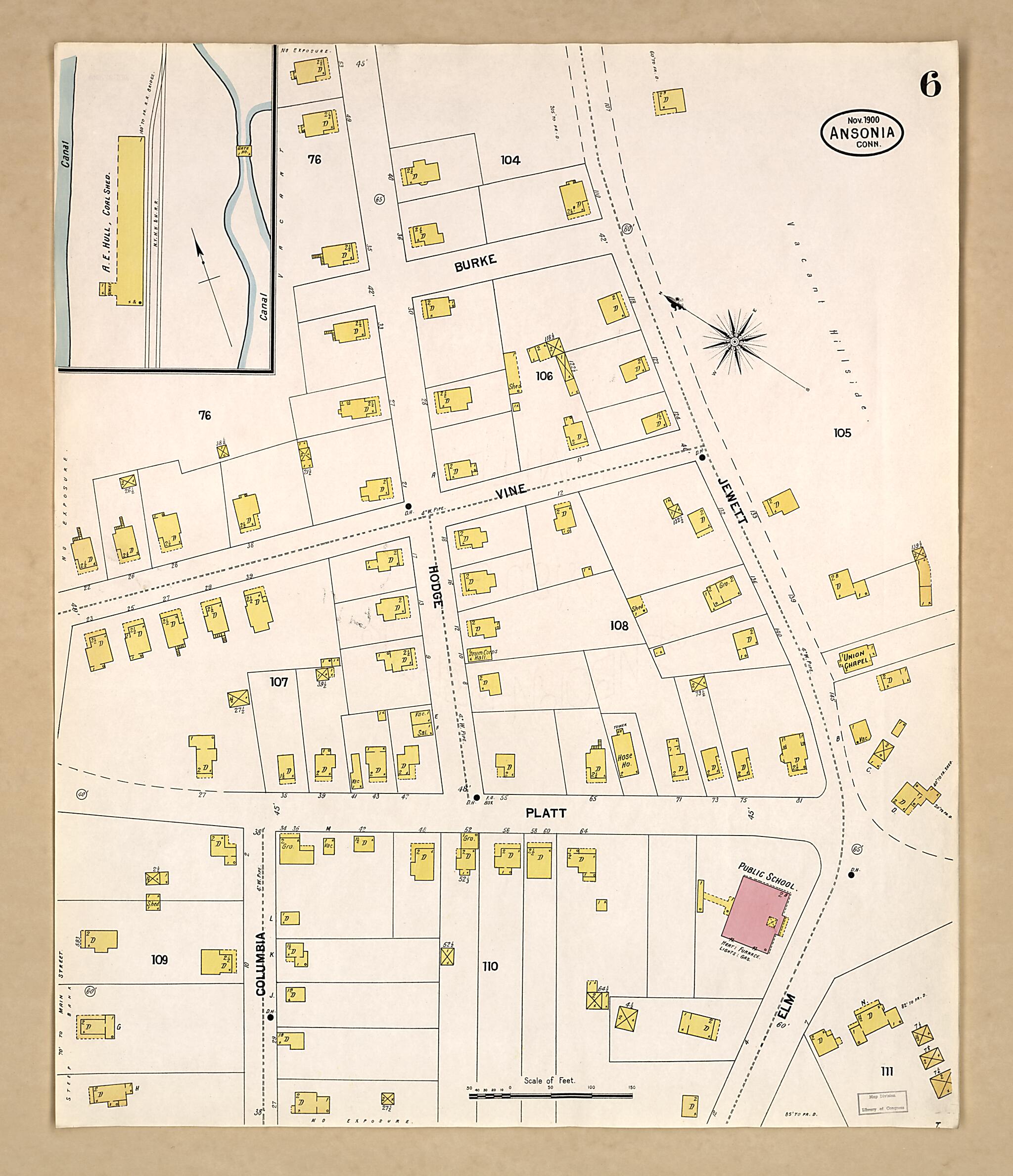 This old map of Ansonia, New Haven County, Connecticut was created by Sanborn Map Company in 1900