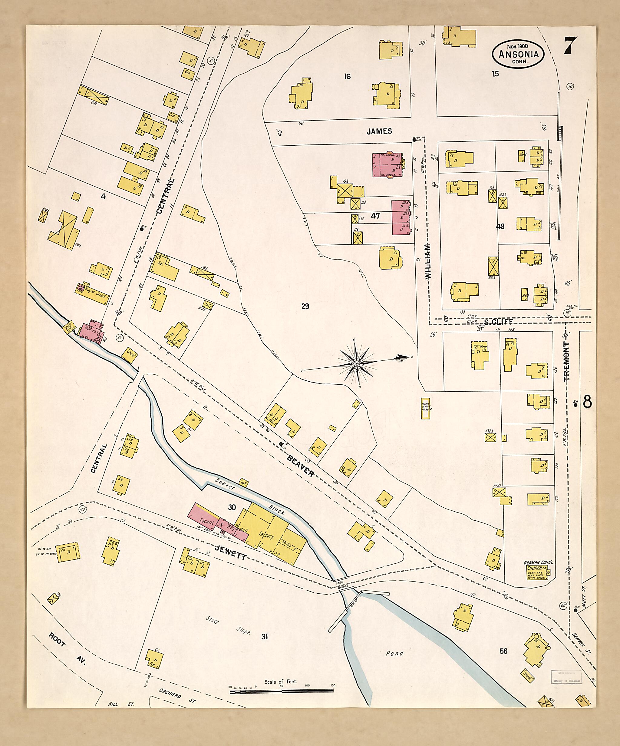 This old map of Ansonia, New Haven County, Connecticut was created by Sanborn Map Company in 1900