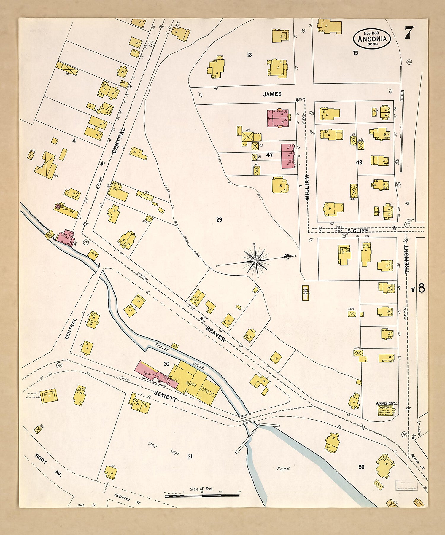 This old map of Ansonia, New Haven County, Connecticut was created by Sanborn Map Company in 1900