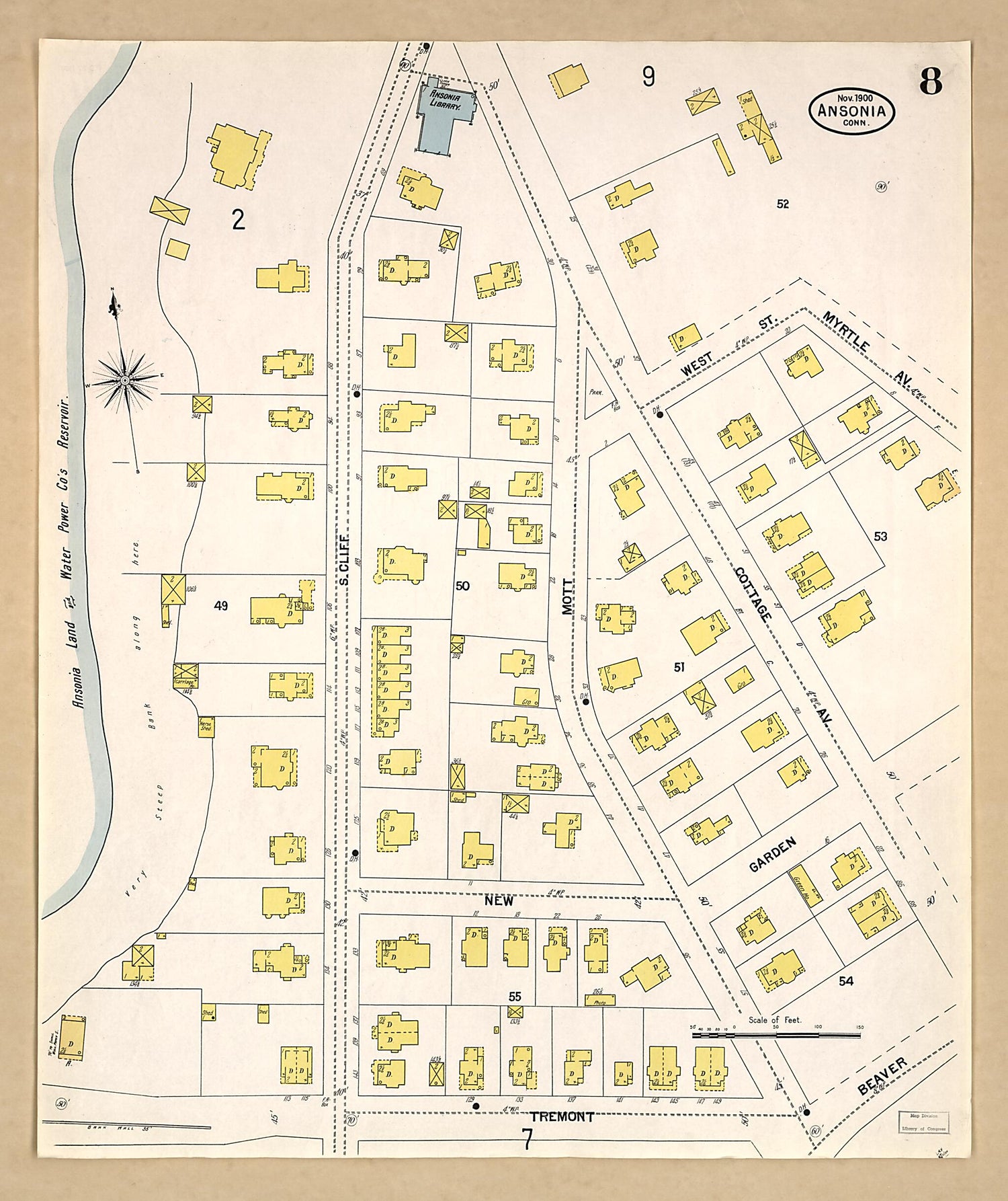 This old map of Ansonia, New Haven County, Connecticut was created by Sanborn Map Company in 1900