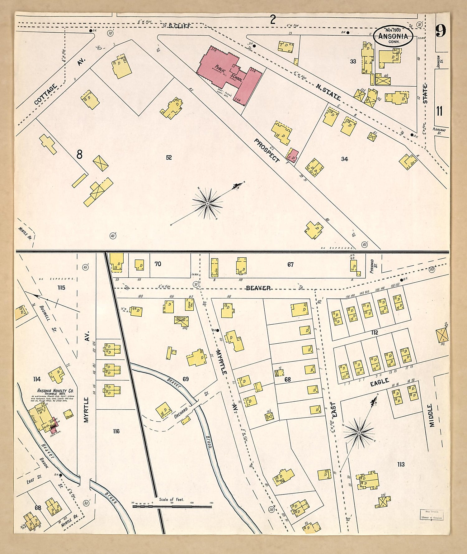 This old map of Ansonia, New Haven County, Connecticut was created by Sanborn Map Company in 1900