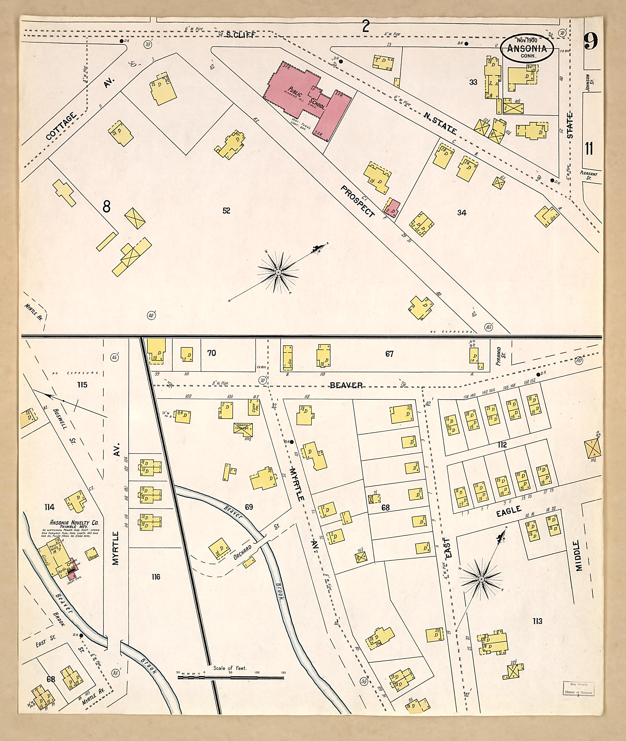 This old map of Ansonia, New Haven County, Connecticut was created by Sanborn Map Company in 1900