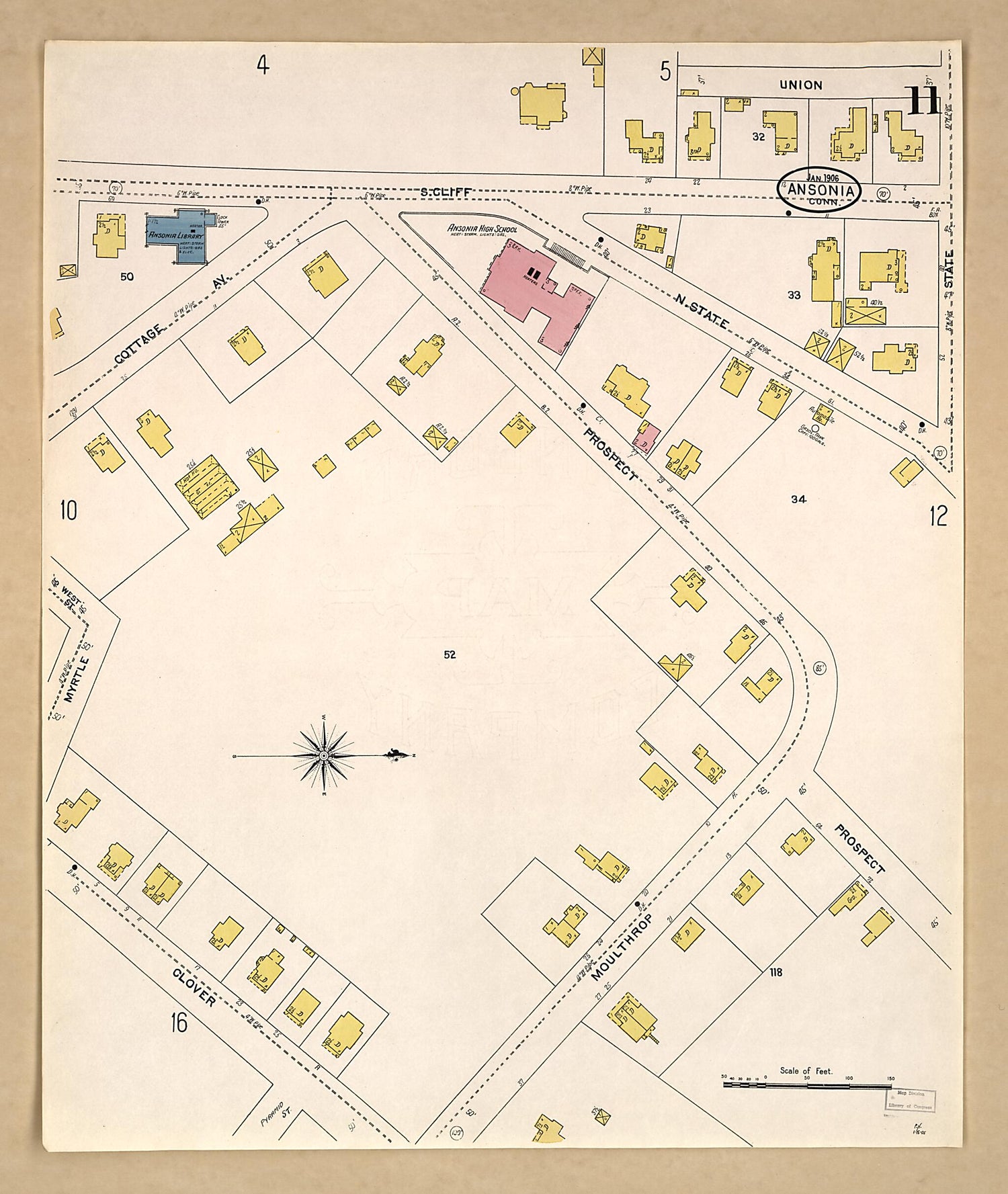 This old map of Ansonia, New Haven County, Connecticut was created by Sanborn Map Company in 1906
