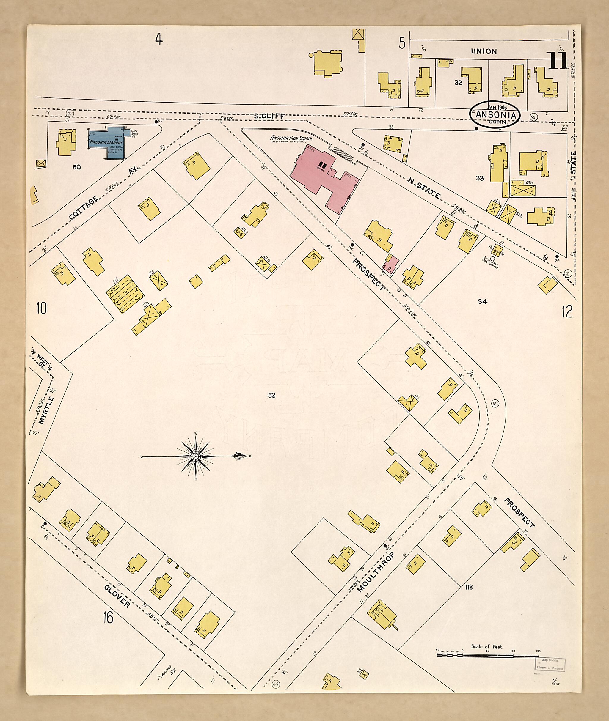 This old map of Ansonia, New Haven County, Connecticut was created by Sanborn Map Company in 1906