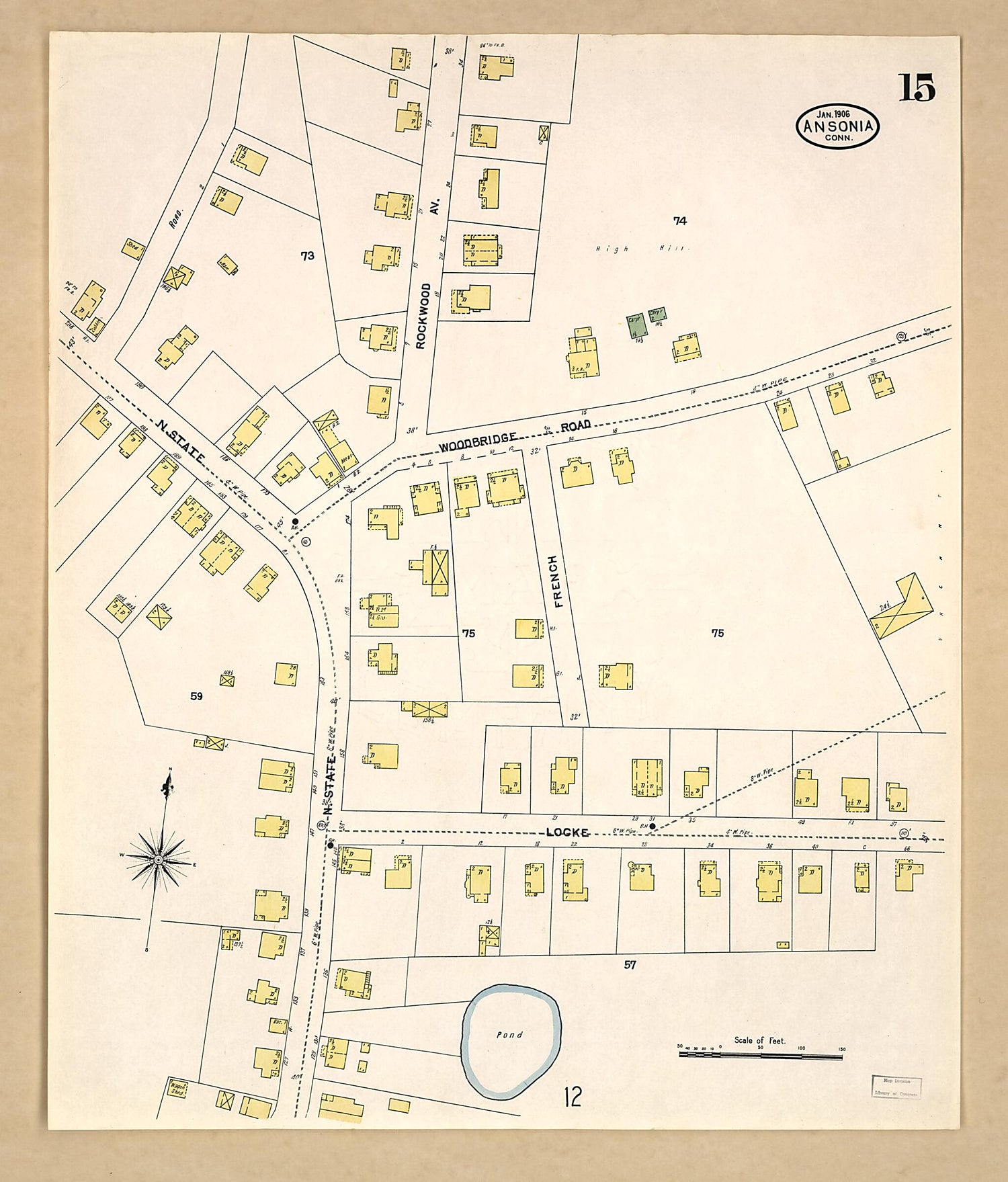 This old map of Ansonia, New Haven County, Connecticut was created by Sanborn Map Company in 1906
