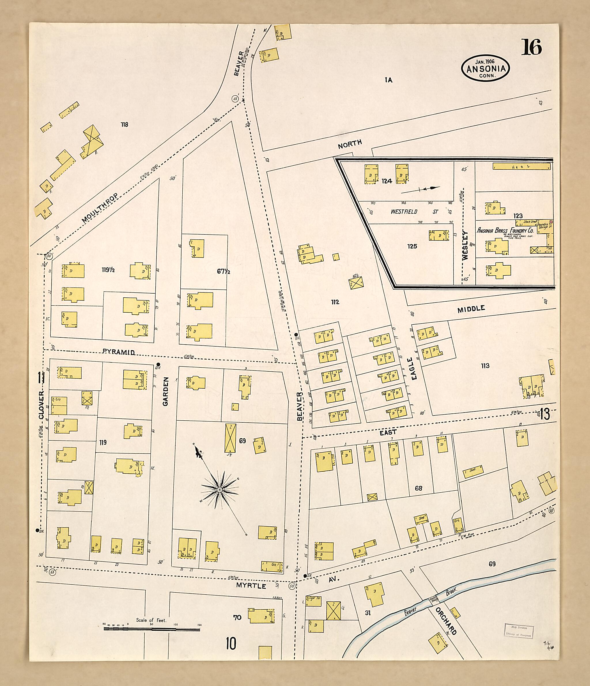 This old map of Ansonia, New Haven County, Connecticut was created by Sanborn Map Company in 1906