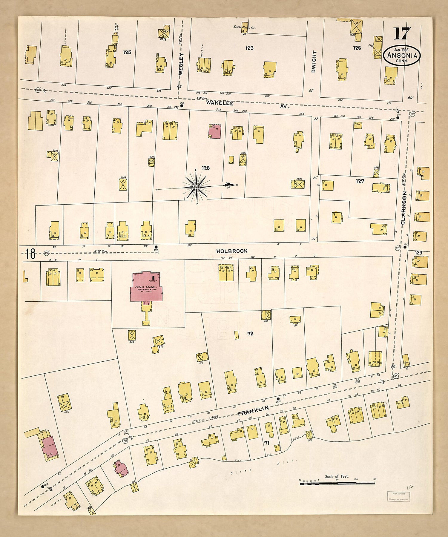 This old map of Ansonia, New Haven County, Connecticut was created by Sanborn Map Company in 1906