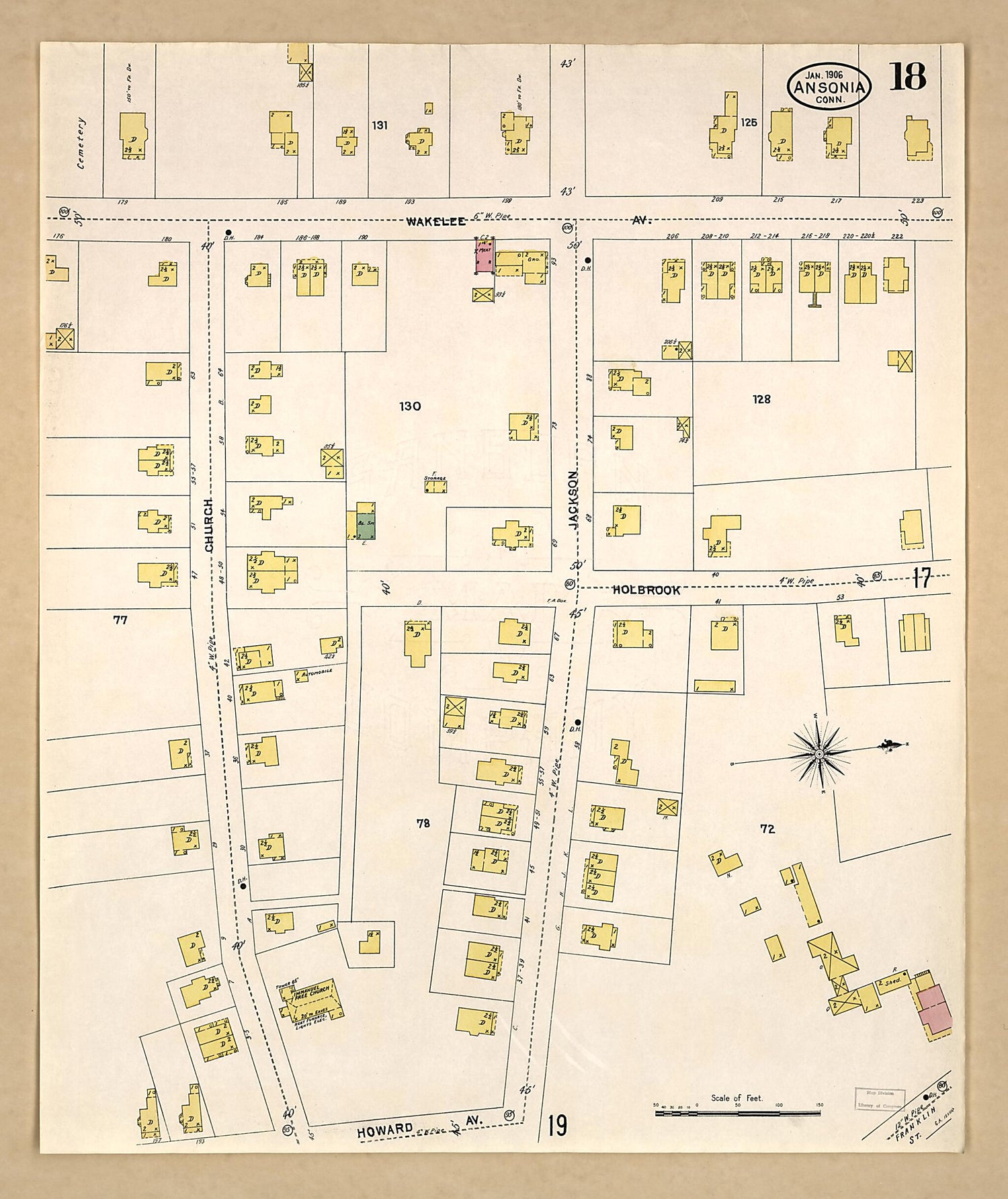 This old map of Ansonia, New Haven County, Connecticut was created by Sanborn Map Company in 1906