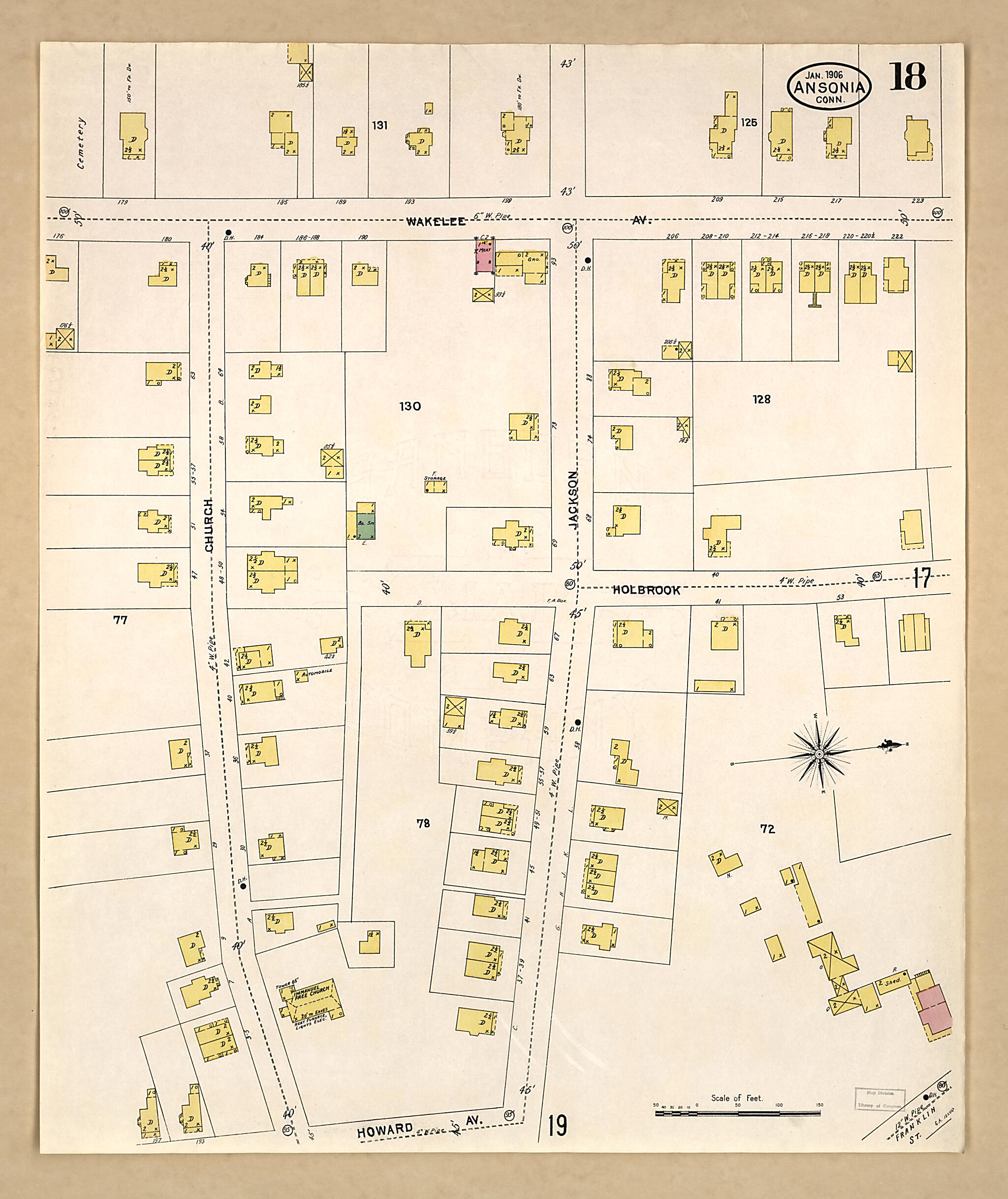 This old map of Ansonia, New Haven County, Connecticut was created by Sanborn Map Company in 1906