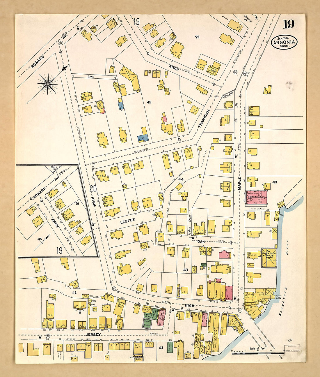 This old map of Ansonia, New Haven County, Connecticut was created by Sanborn Map Company in 1906