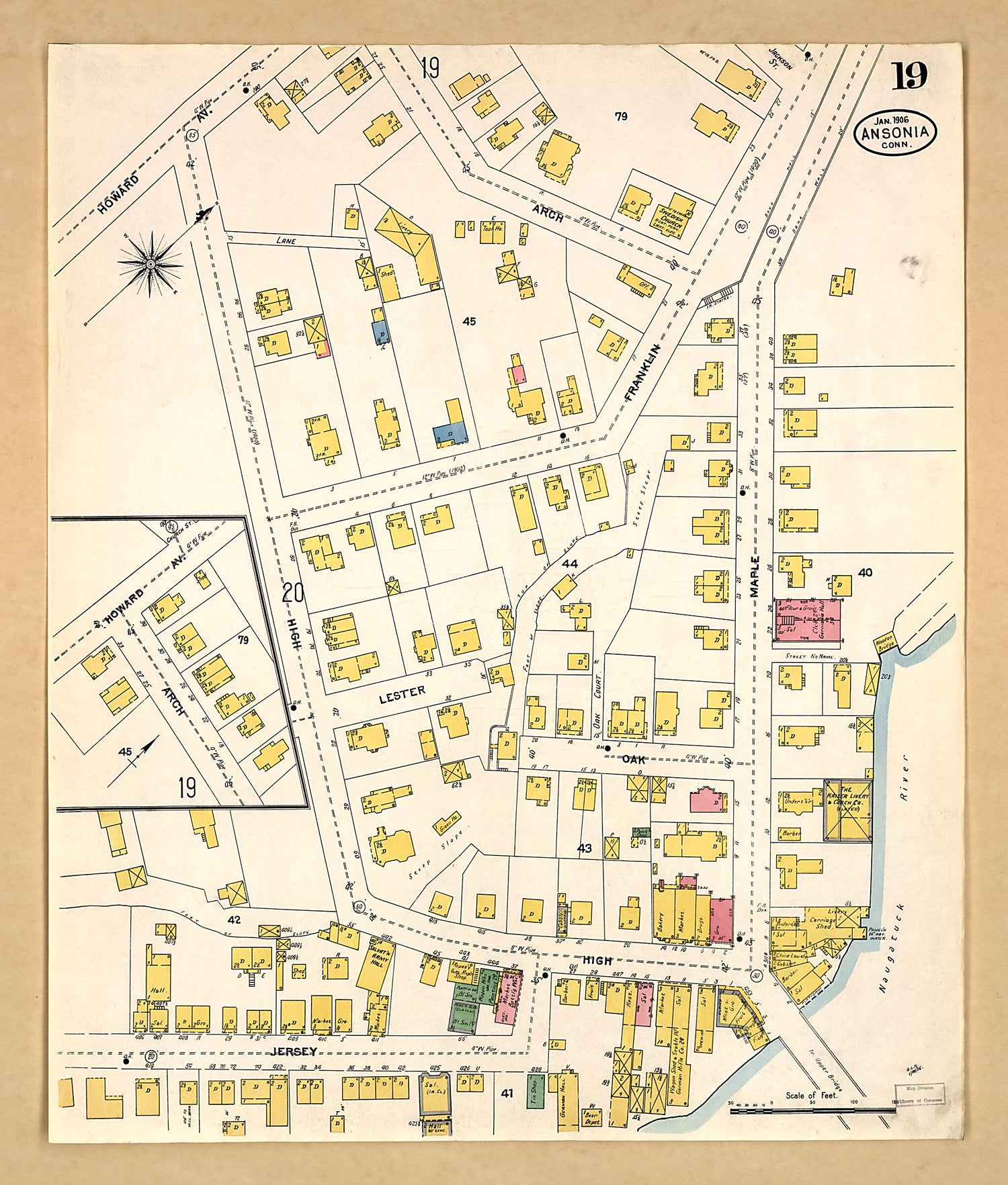 This old map of Ansonia, New Haven County, Connecticut was created by Sanborn Map Company in 1906