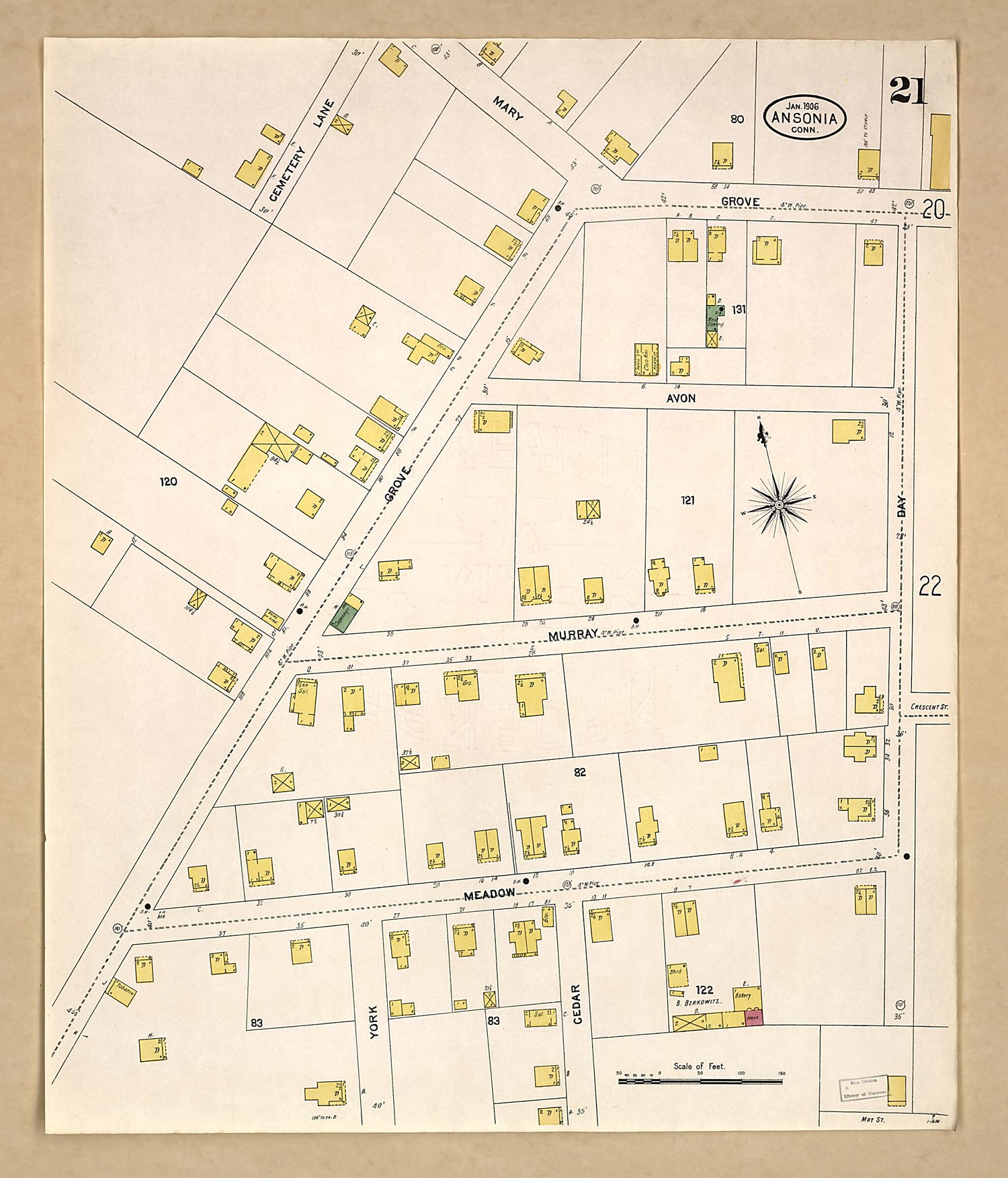 This old map of Ansonia, New Haven County, Connecticut was created by Sanborn Map Company in 1906