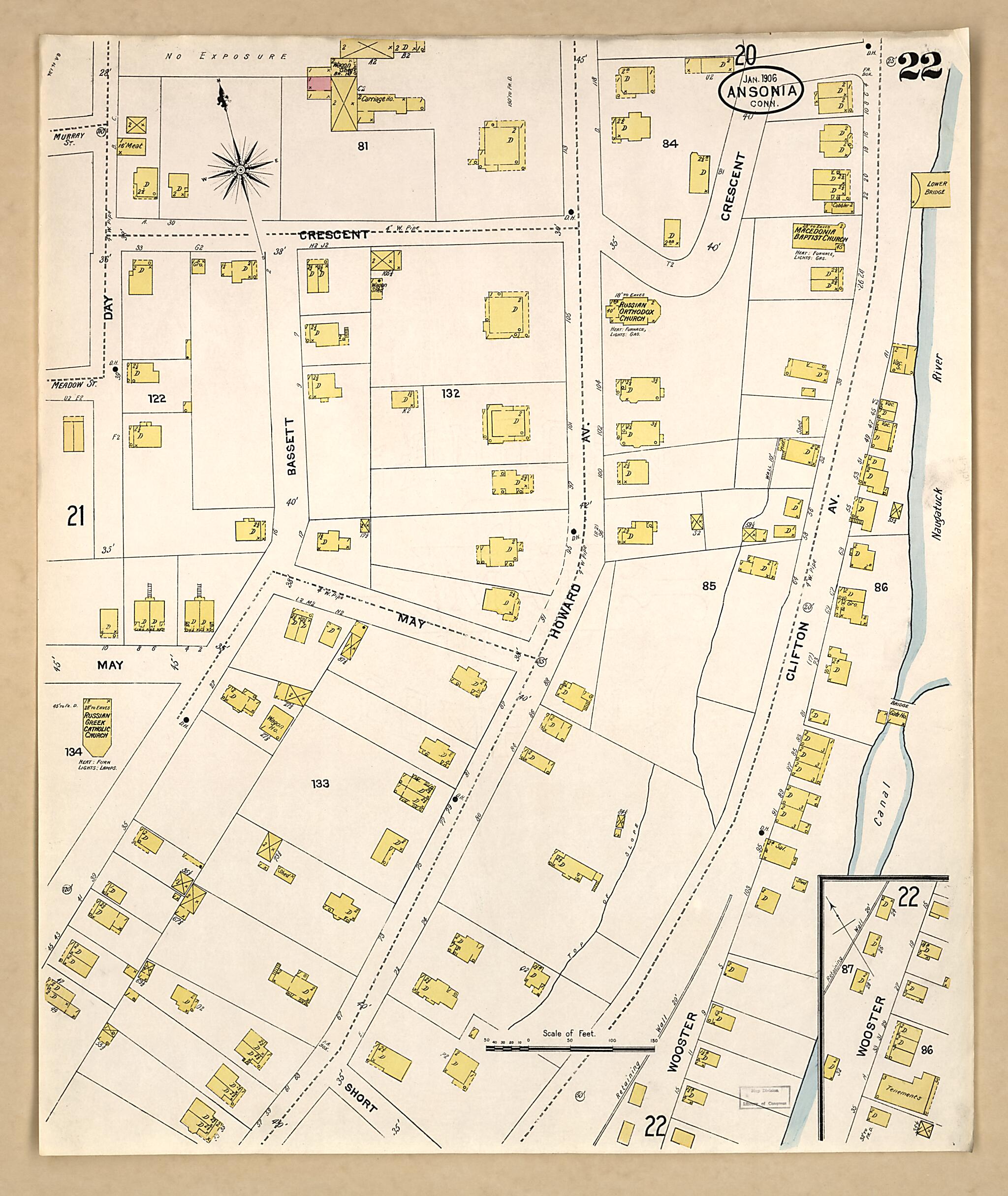 This old map of Ansonia, New Haven County, Connecticut was created by Sanborn Map Company in 1906