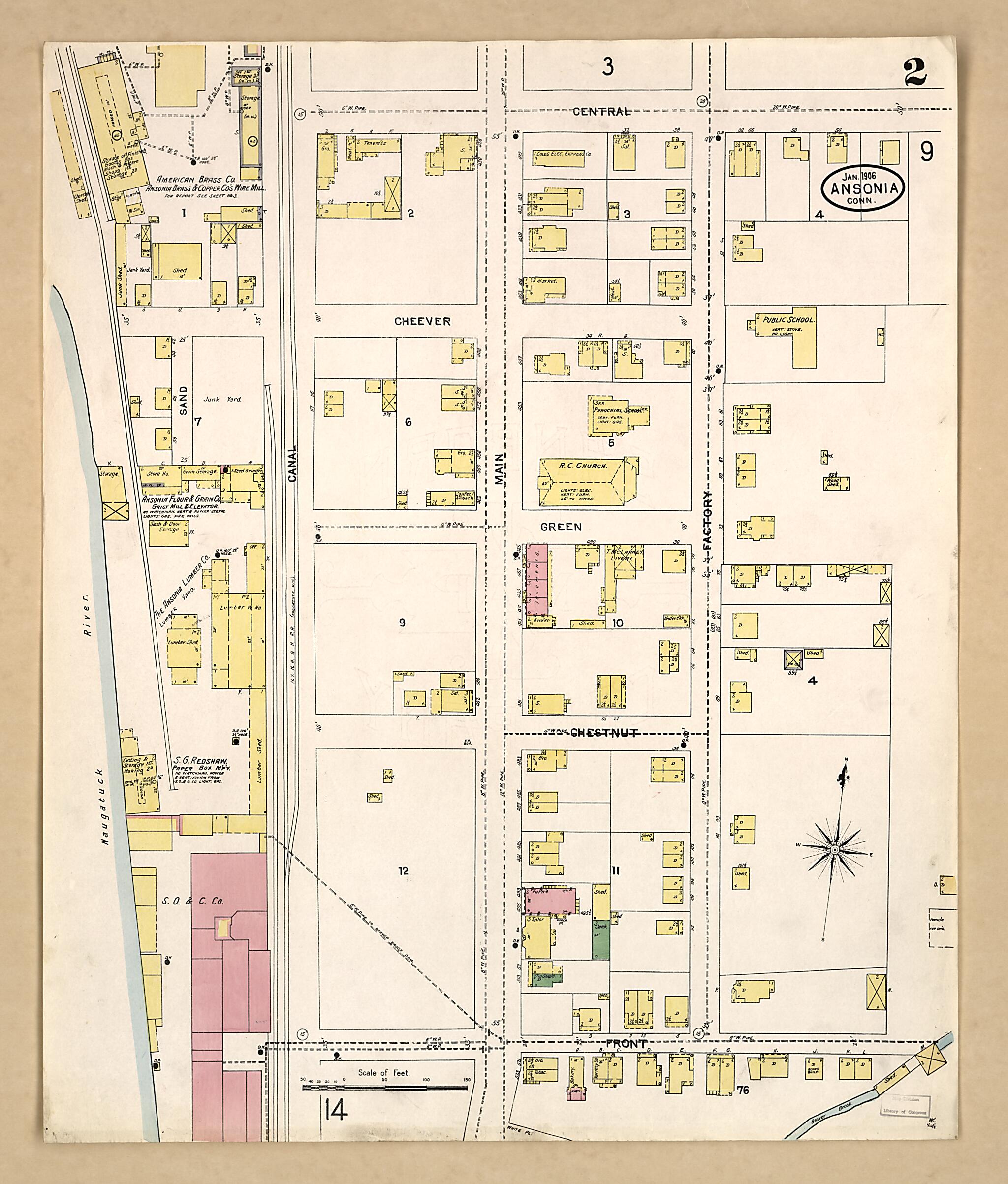 This old map of Ansonia, New Haven County, Connecticut was created by Sanborn Map Company in 1906