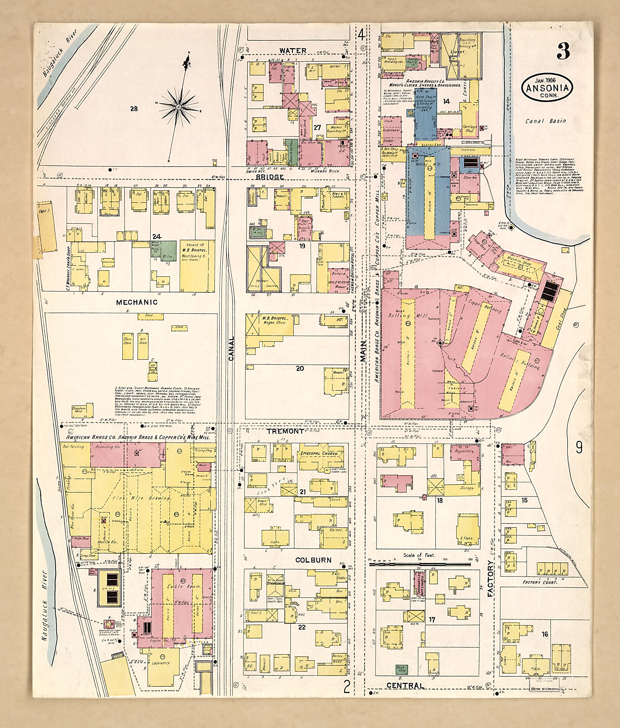 This old map of Ansonia, New Haven County, Connecticut was created by Sanborn Map Company in 1906