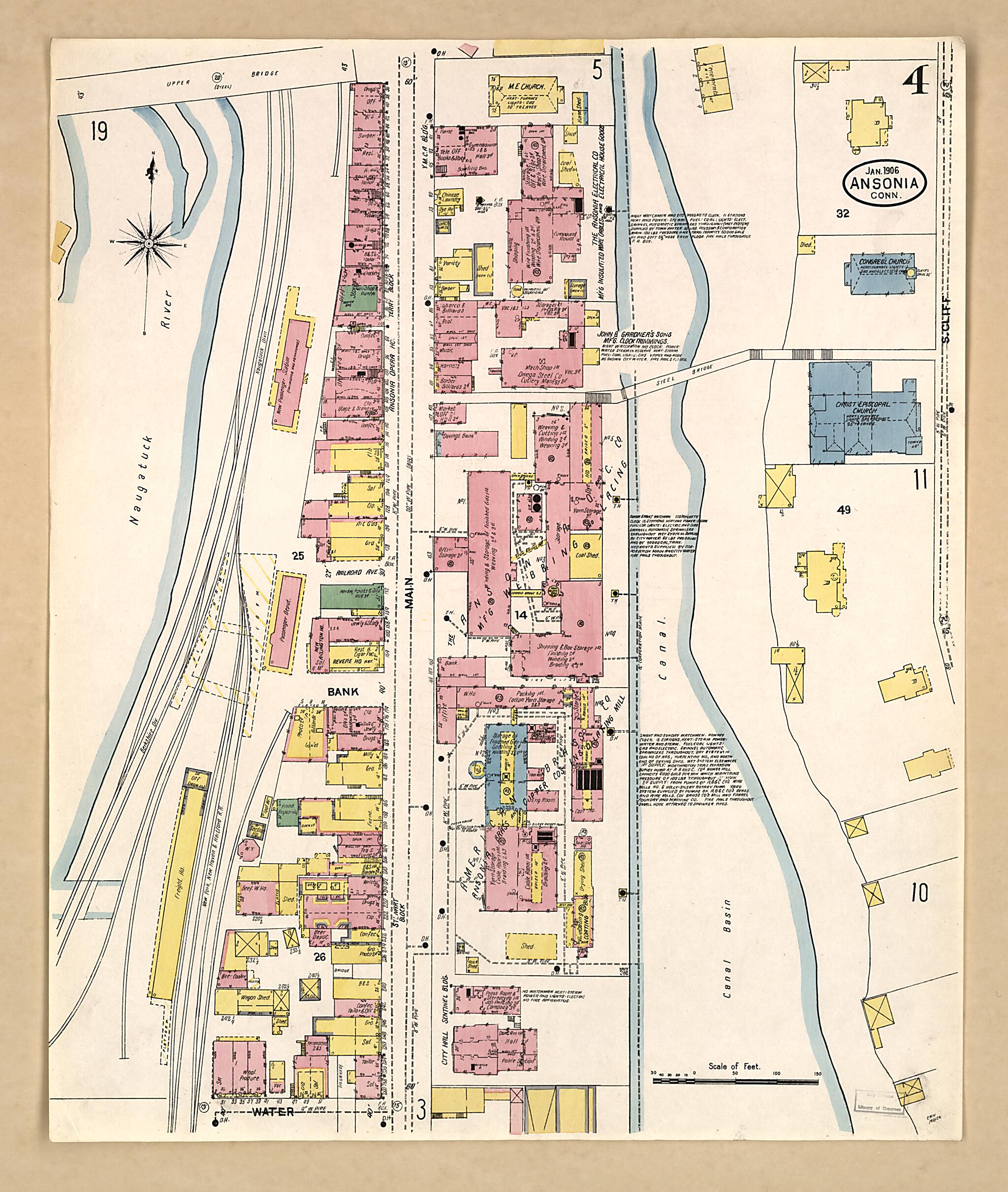 This old map of Ansonia, New Haven County, Connecticut was created by Sanborn Map Company in 1906