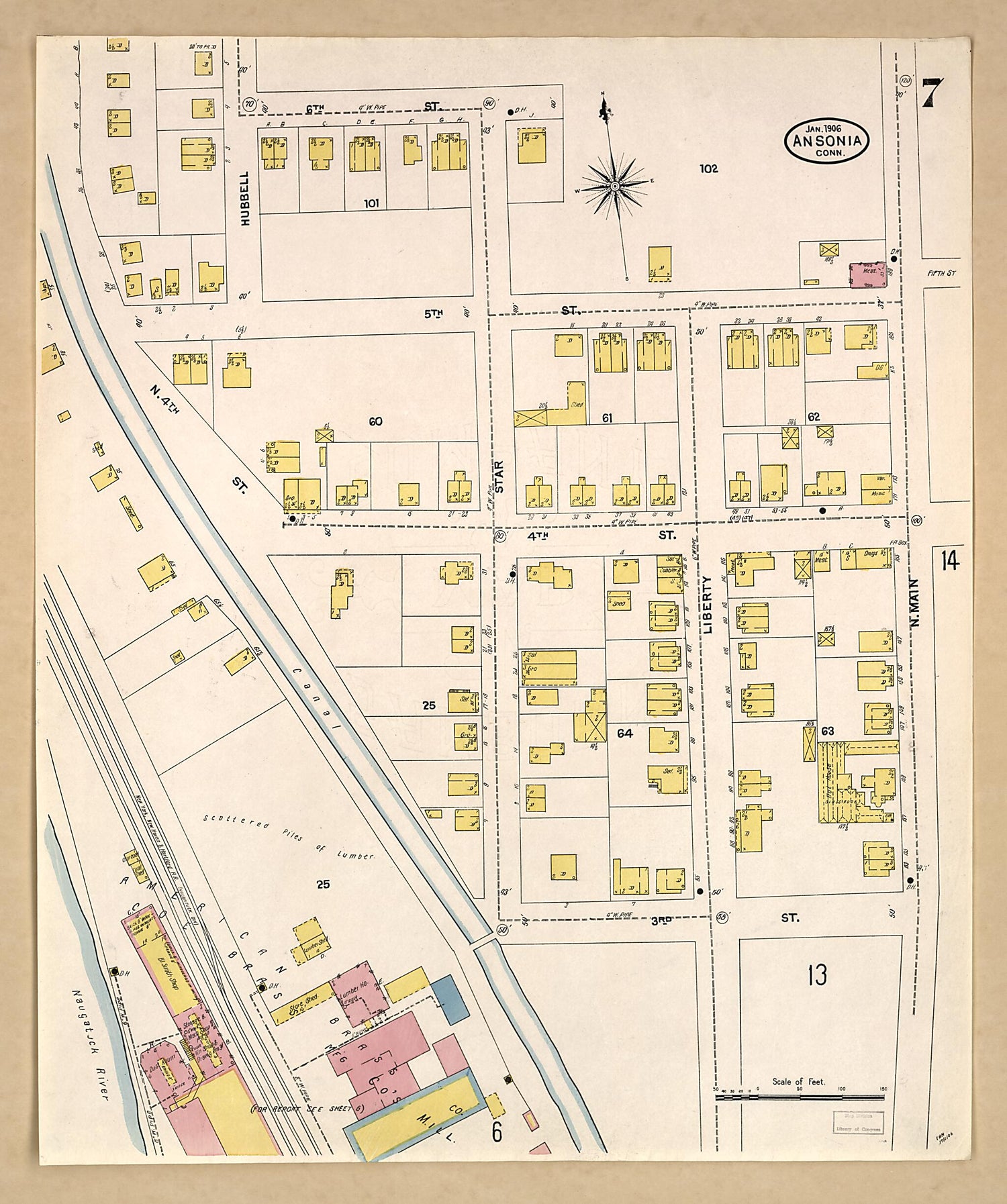 This old map of Ansonia, New Haven County, Connecticut was created by Sanborn Map Company in 1906