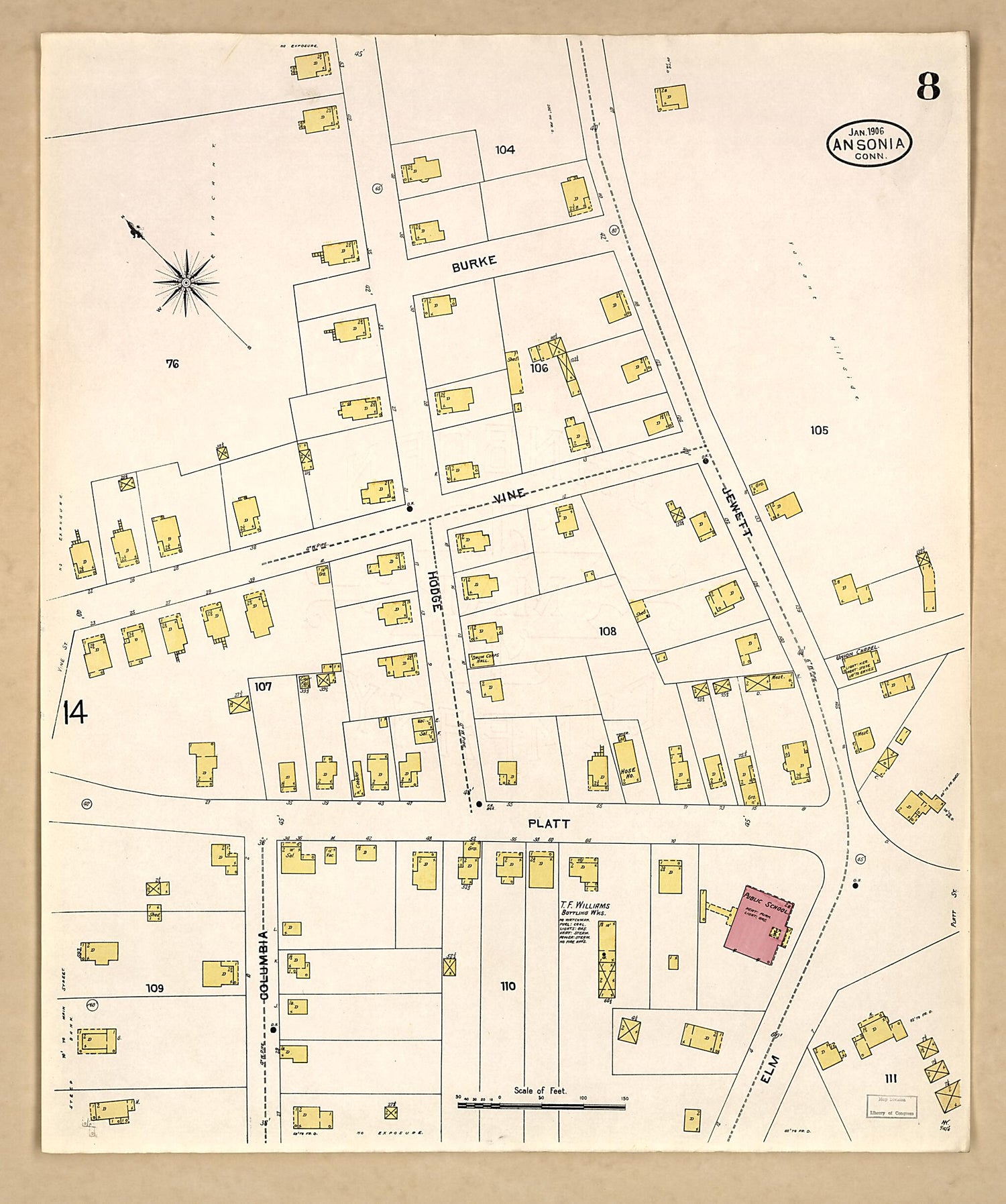 This old map of Ansonia, New Haven County, Connecticut was created by Sanborn Map Company in 1906
