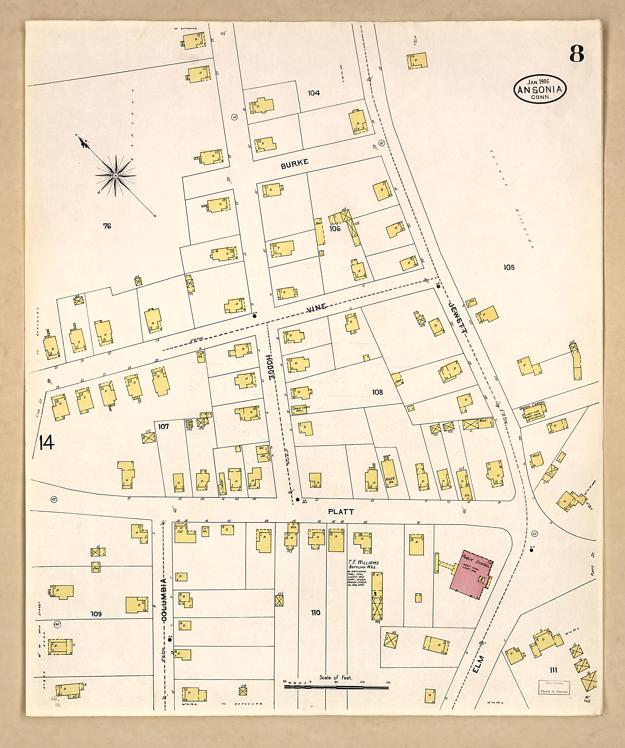 This old map of Ansonia, New Haven County, Connecticut was created by Sanborn Map Company in 1906