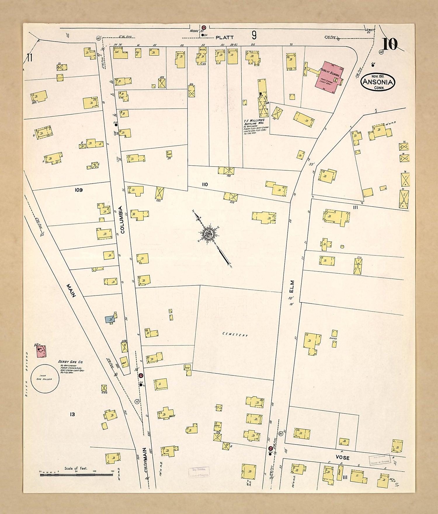 This old map of Ansonia, New Haven County, Connecticut was created by Sanborn Map Company in 1911