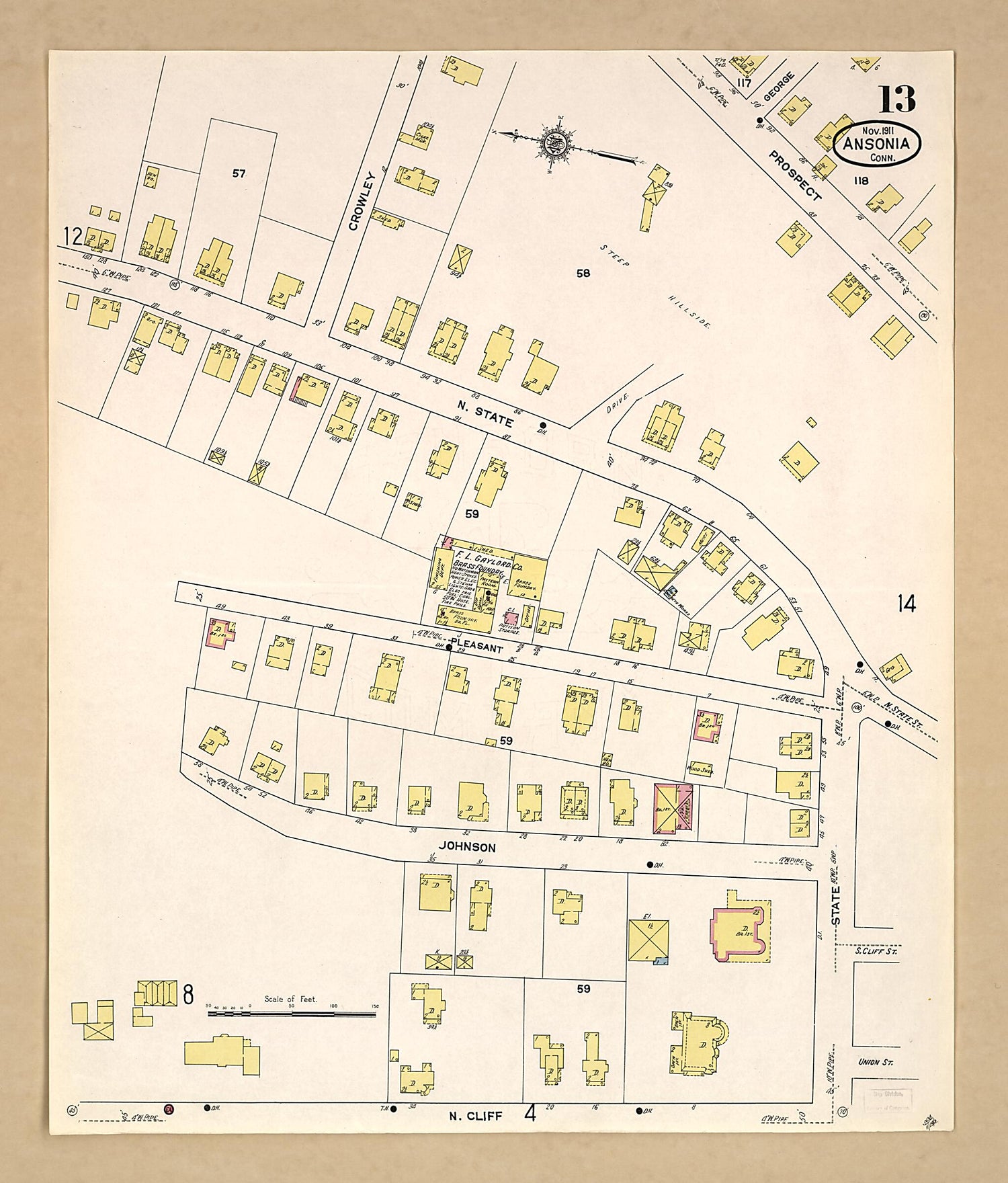 This old map of Ansonia, New Haven County, Connecticut was created by Sanborn Map Company in 1911