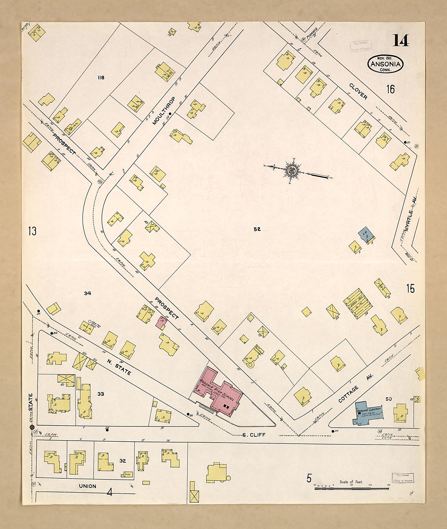 This old map of Ansonia, New Haven County, Connecticut was created by Sanborn Map Company in 1911